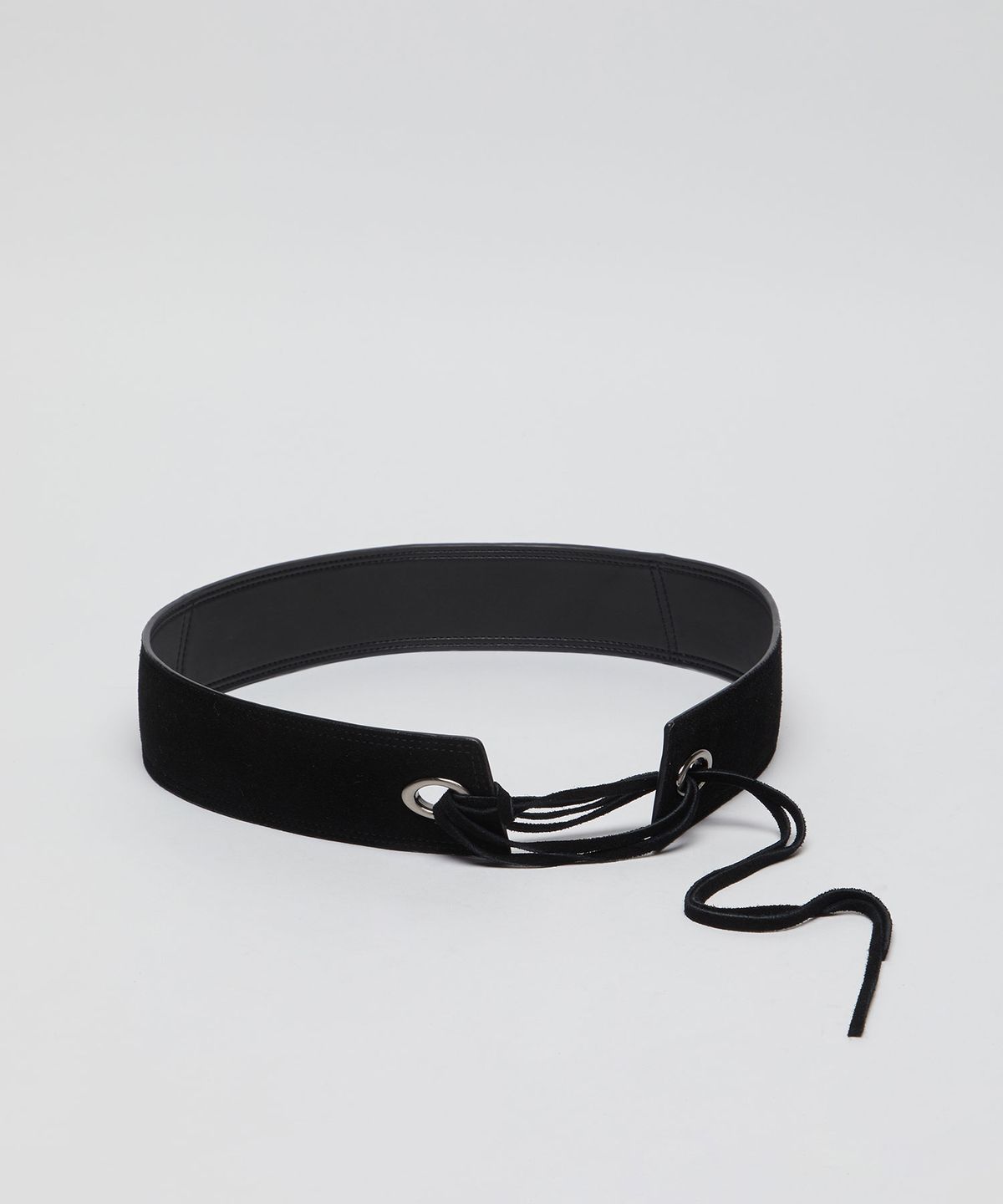 아카이브앱크(ARCHIVEPKE) Eyelet wide belt(Suede black)_OVABX26052SBK
