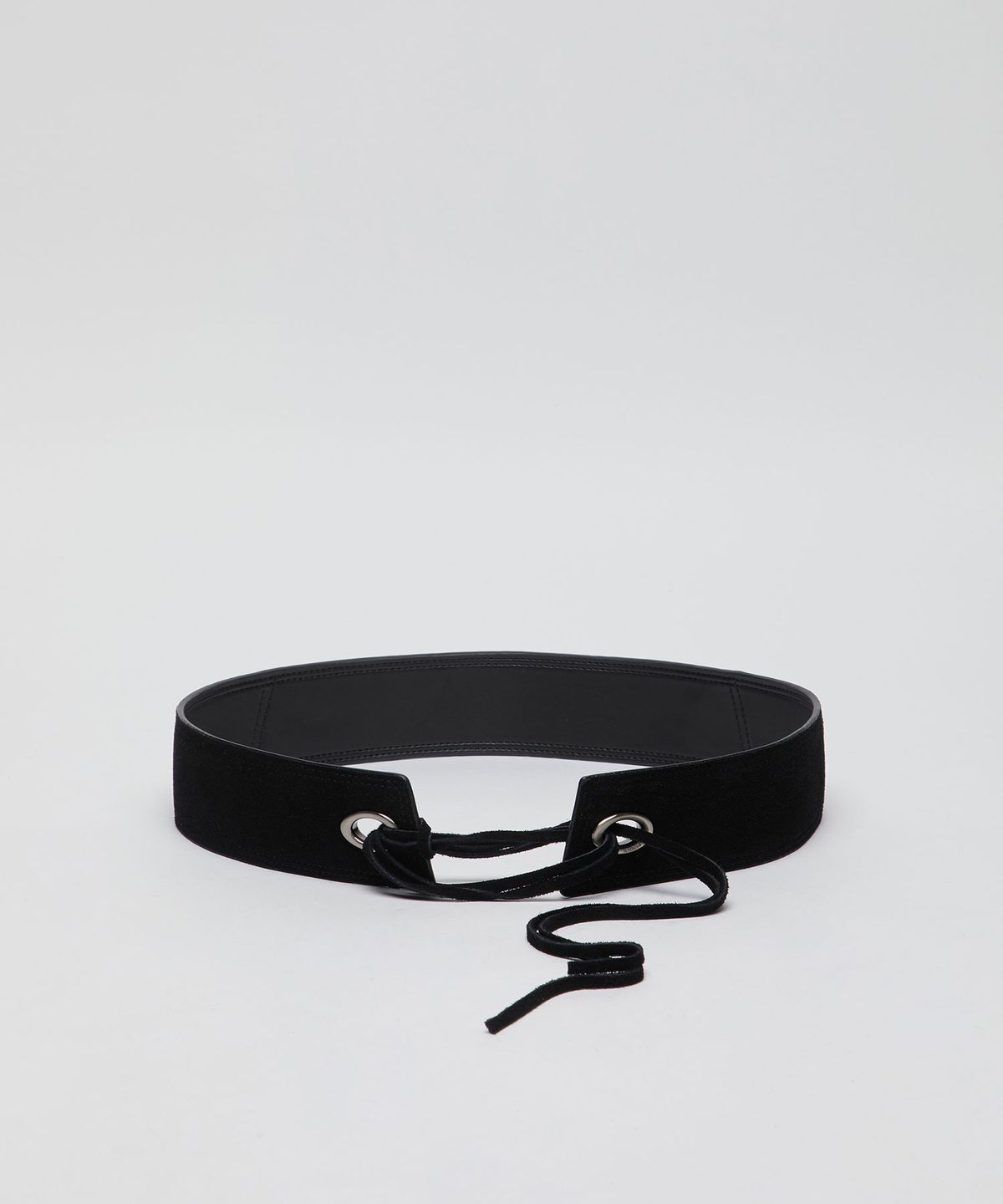 아카이브앱크(ARCHIVEPKE) Eyelet wide belt(Suede black)_OVABX26052SBK