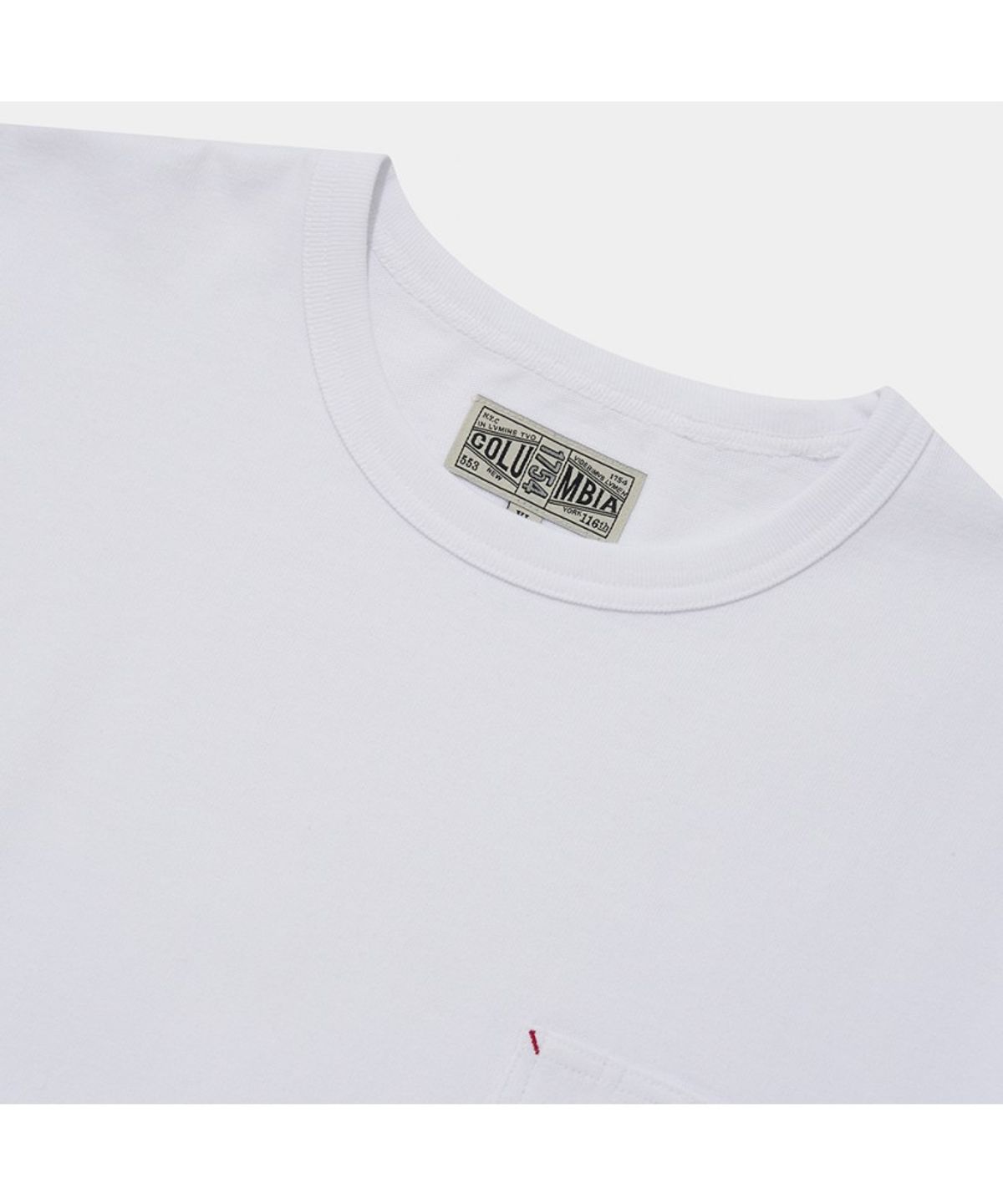 컬럼비아 유니버시티(COLUMBIA UNIVERSITY) SL-LABEL POCKET STRING S/S T-SHIRTS_WHITE