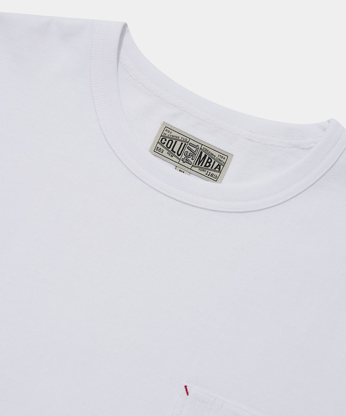 컬럼비아 유니버시티(COLUMBIA UNIVERSITY) SL-LABEL POCKET STRING S/S T-SHIRTS_WHITE