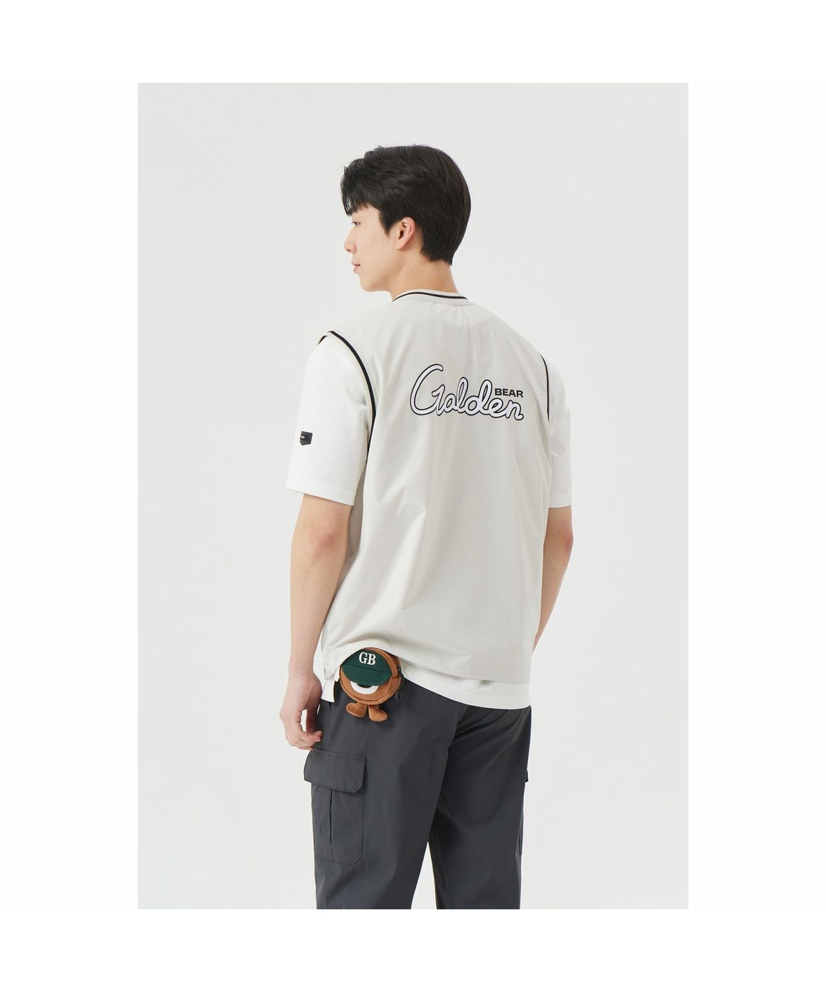 골든베어(GOLDEN BEAR) (M) Woven V-Neck Vest G4VAM26201BEX