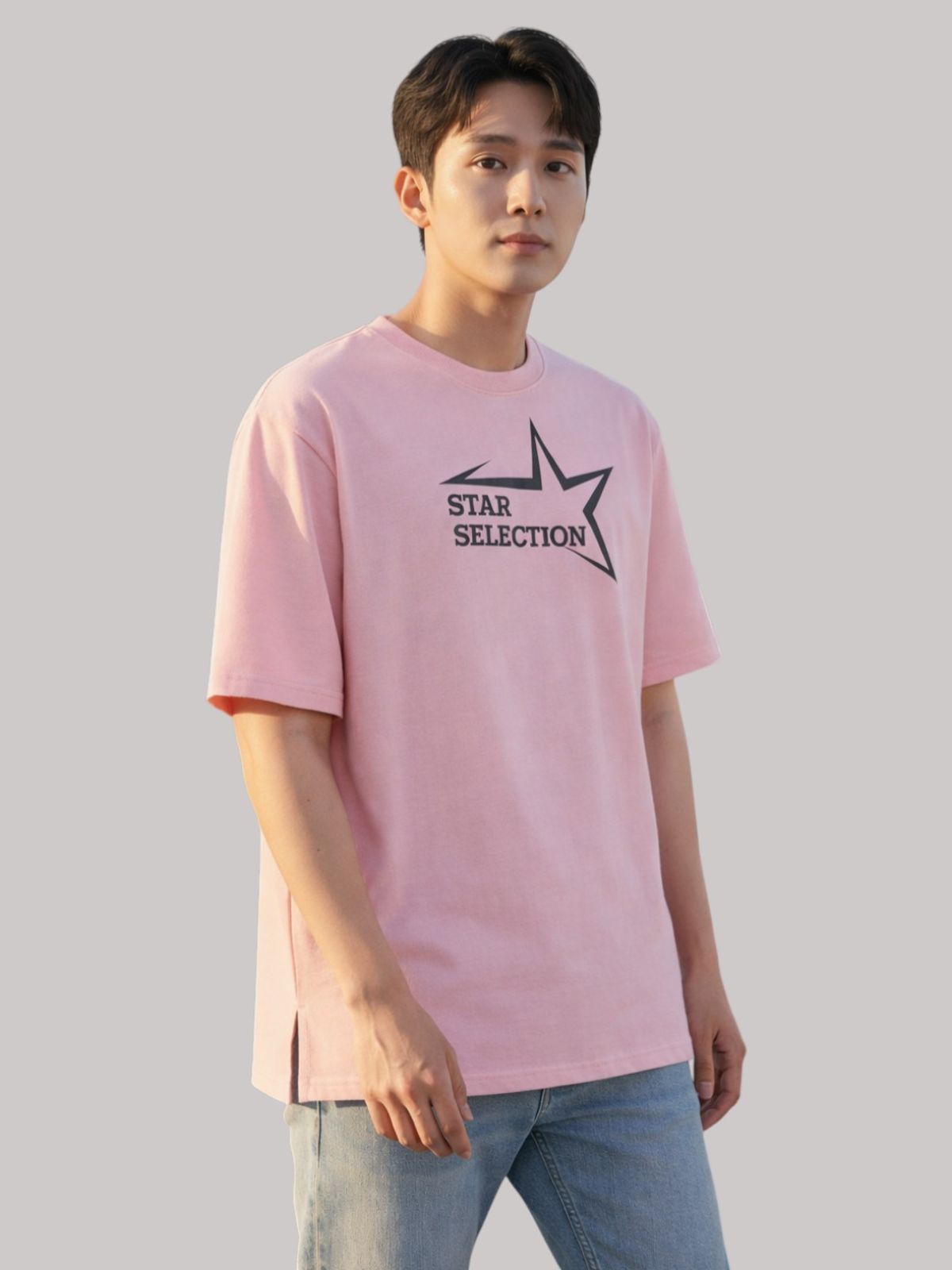 지블랙(ZBLACK) 스타셀렉션 빅로고  오버핏 반팔 LIGHT PINK