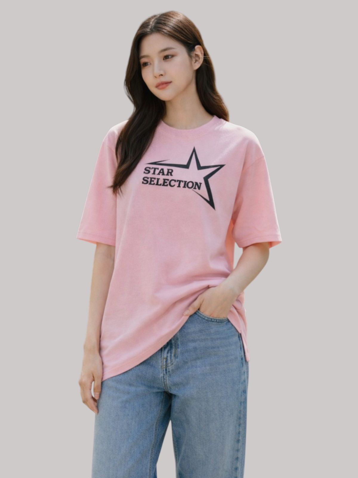지블랙(ZBLACK) 스타셀렉션 빅로고  오버핏 반팔 LIGHT PINK