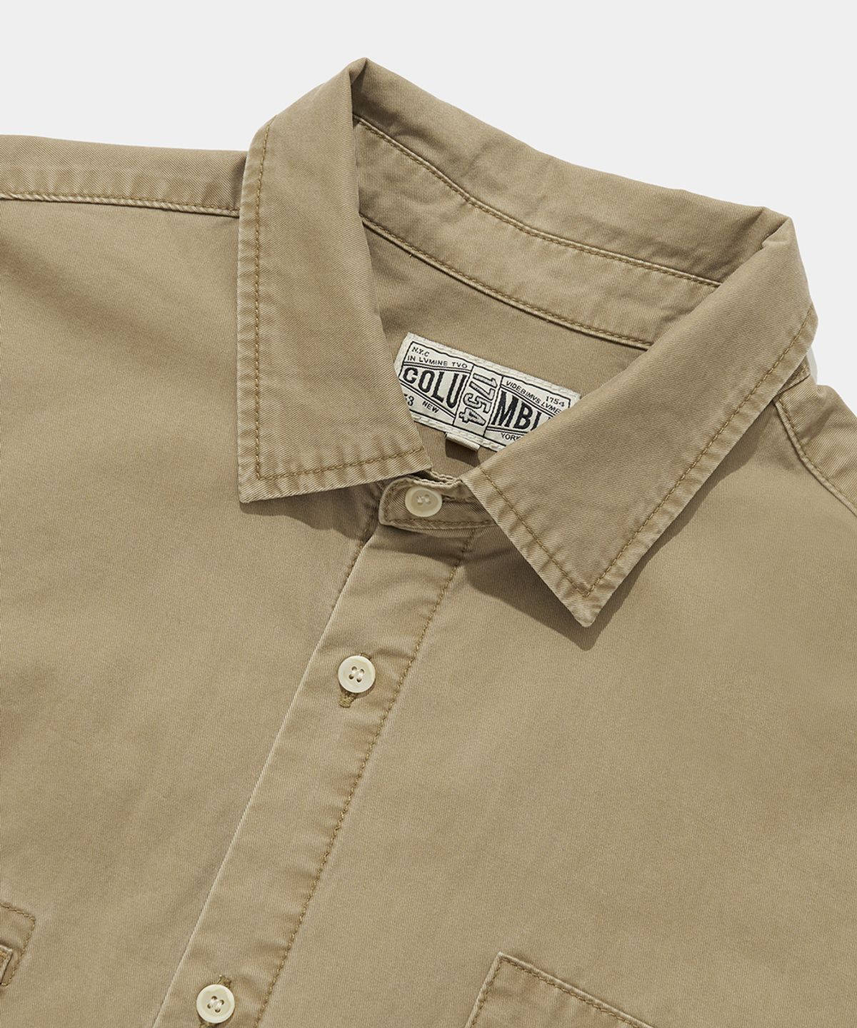 컬럼비아 유니버시티(COLUMBIA UNIVERSITY) SL-LABEL WASHED BIG POCKET TWILL S/S SHIRTS_BEIGE