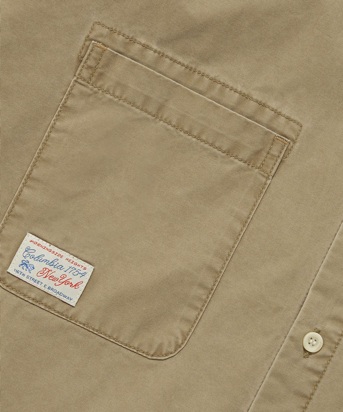 컬럼비아 유니버시티(COLUMBIA UNIVERSITY) SL-LABEL WASHED BIG POCKET TWILL S/S SHIRTS_BEIGE