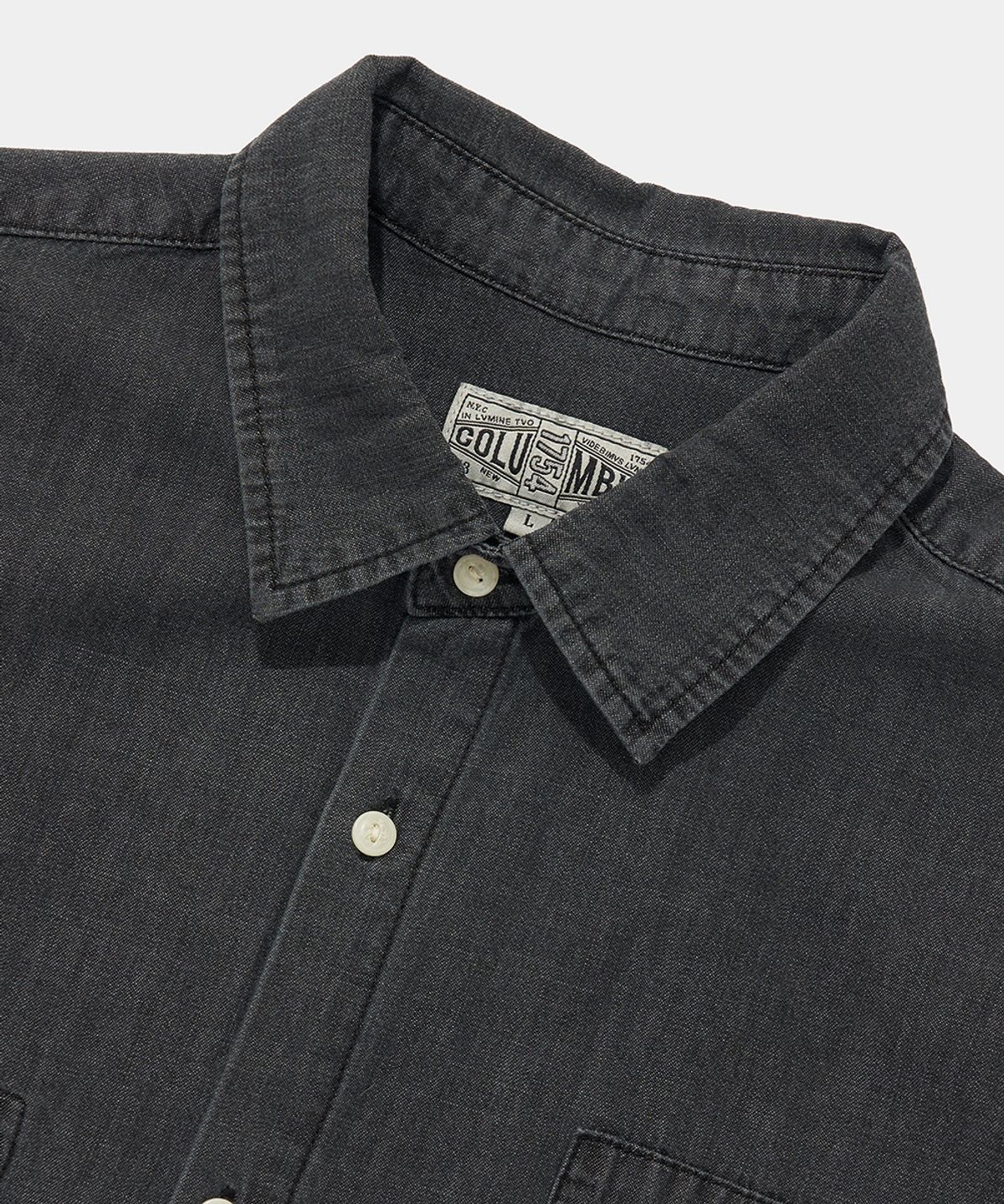 컬럼비아 유니버시티(COLUMBIA UNIVERSITY) SL-LABEL BIG POCKET DENIM S/S SHIRTS_BLACK JEAN