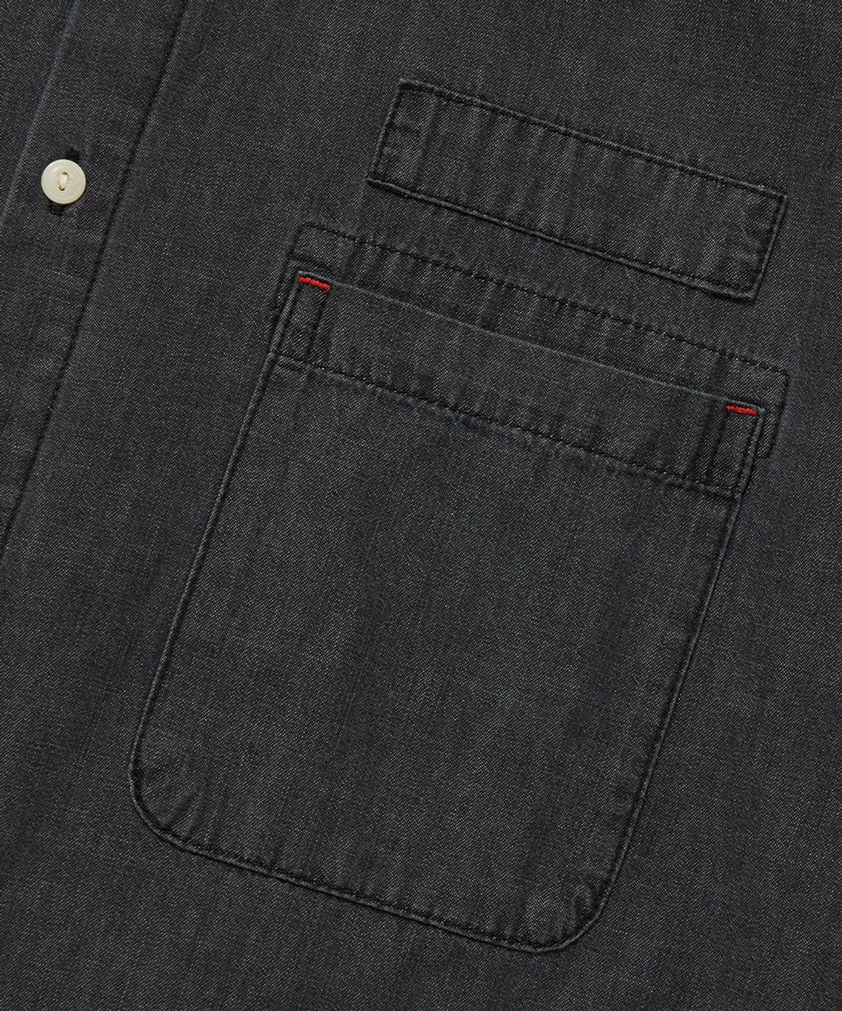 컬럼비아 유니버시티(COLUMBIA UNIVERSITY) SL-LABEL BIG POCKET DENIM S/S SHIRTS_BLACK JEAN