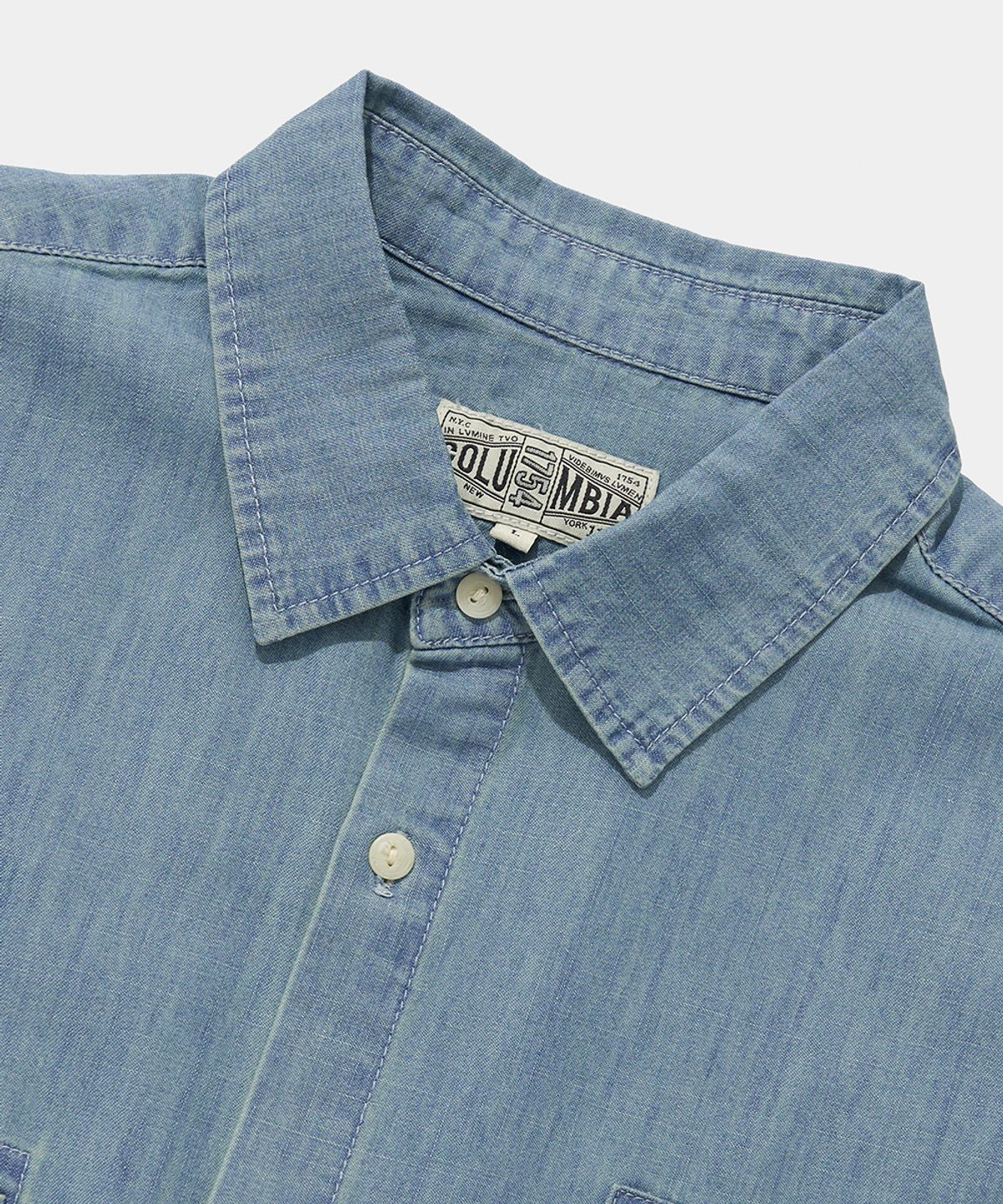 컬럼비아 유니버시티(COLUMBIA UNIVERSITY) SL-LABEL BIG POCKET DENIM S/S SHIRTS_LIGHT JEAN