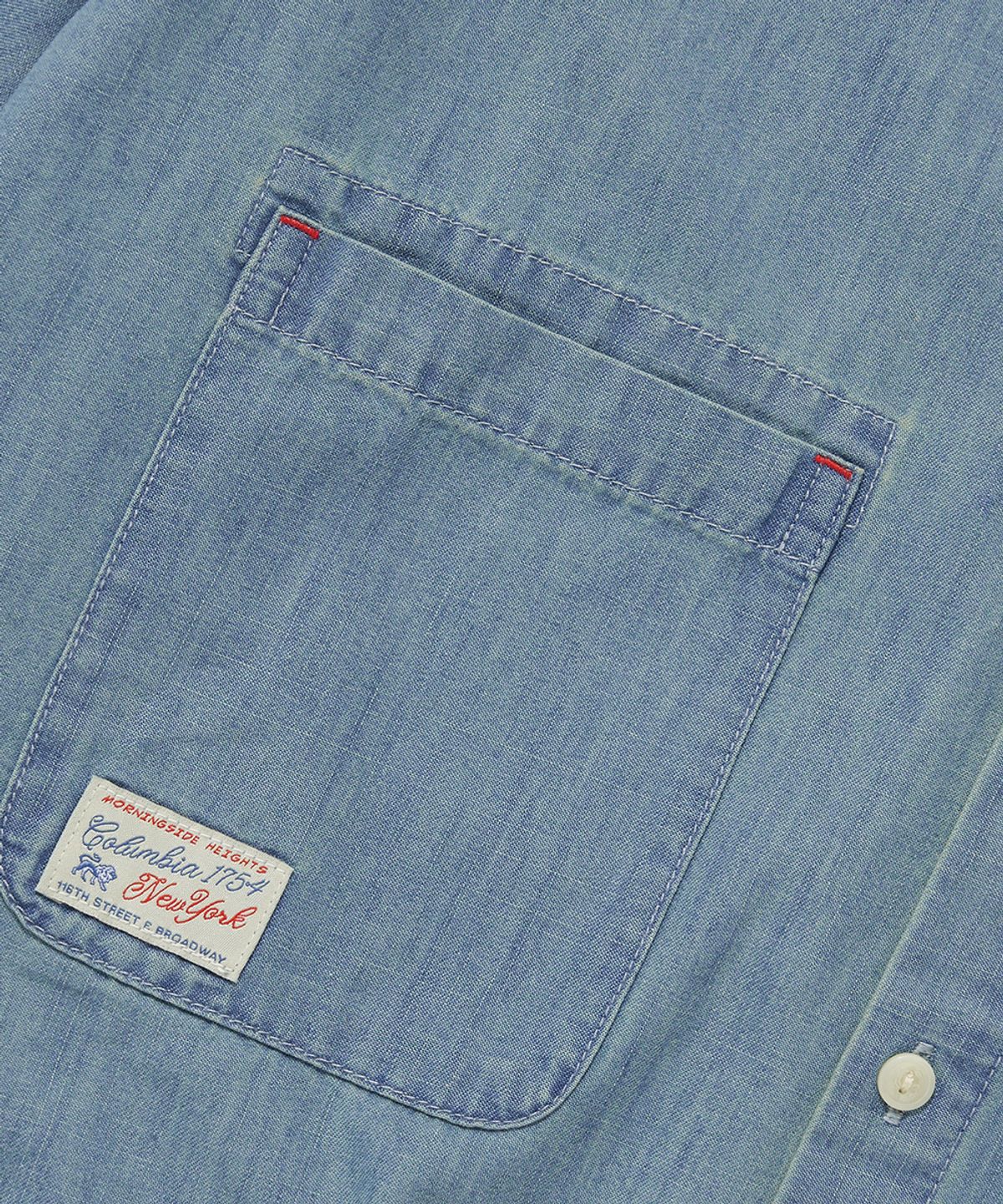 컬럼비아 유니버시티(COLUMBIA UNIVERSITY) SL-LABEL BIG POCKET DENIM S/S SHIRTS_LIGHT JEAN