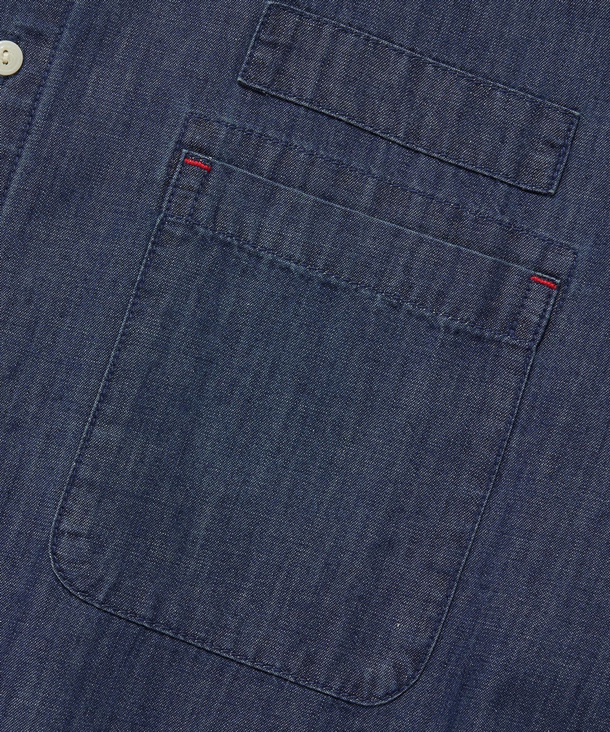 컬럼비아 유니버시티(COLUMBIA UNIVERSITY) SL-LABEL BIG POCKET DENIM S/S SHIRTS_MIDNIGHT JEAN