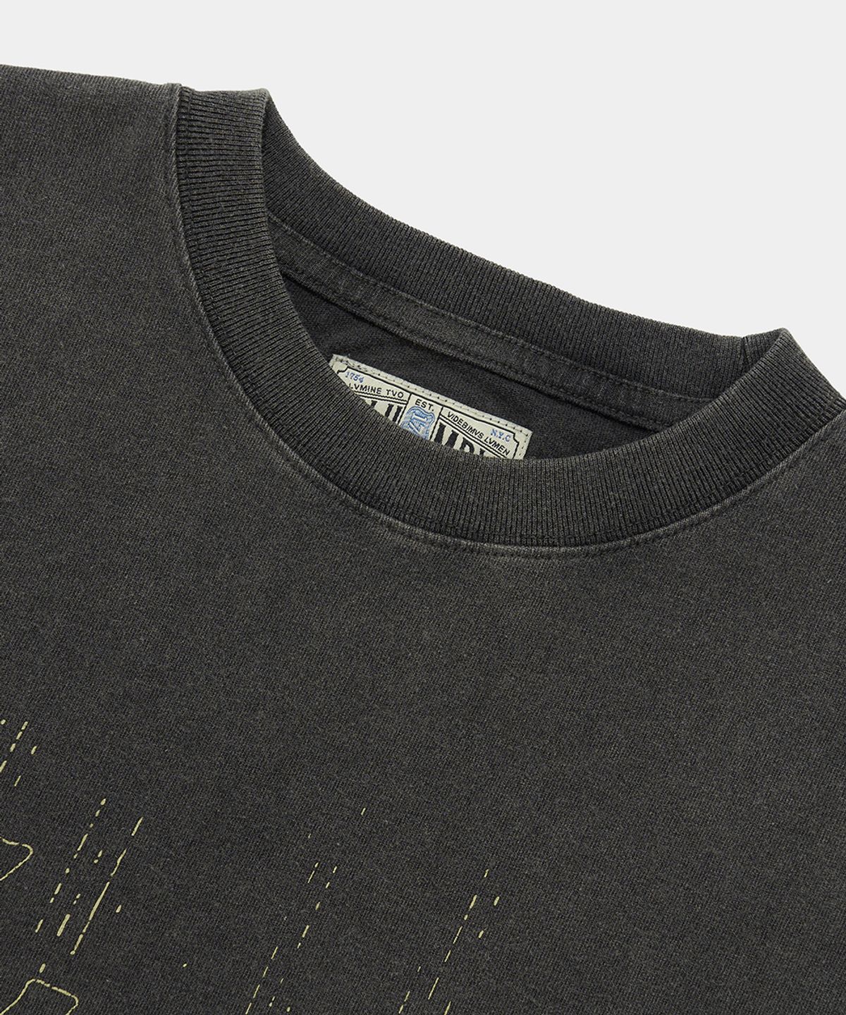 컬럼비아 유니버시티(COLUMBIA UNIVERSITY) CU BURN SALT WASHED WOMEN OVER-FIT S/S T-SHIRTS_CHARCOAL