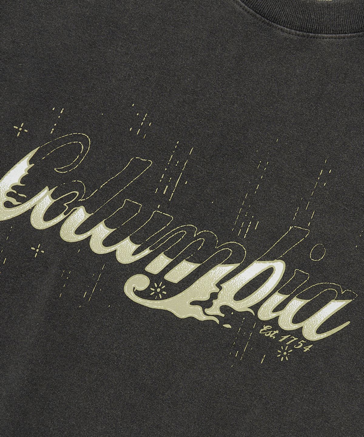 컬럼비아 유니버시티(COLUMBIA UNIVERSITY) CU BURN SALT WASHED WOMEN OVER-FIT S/S T-SHIRTS_CHARCOAL