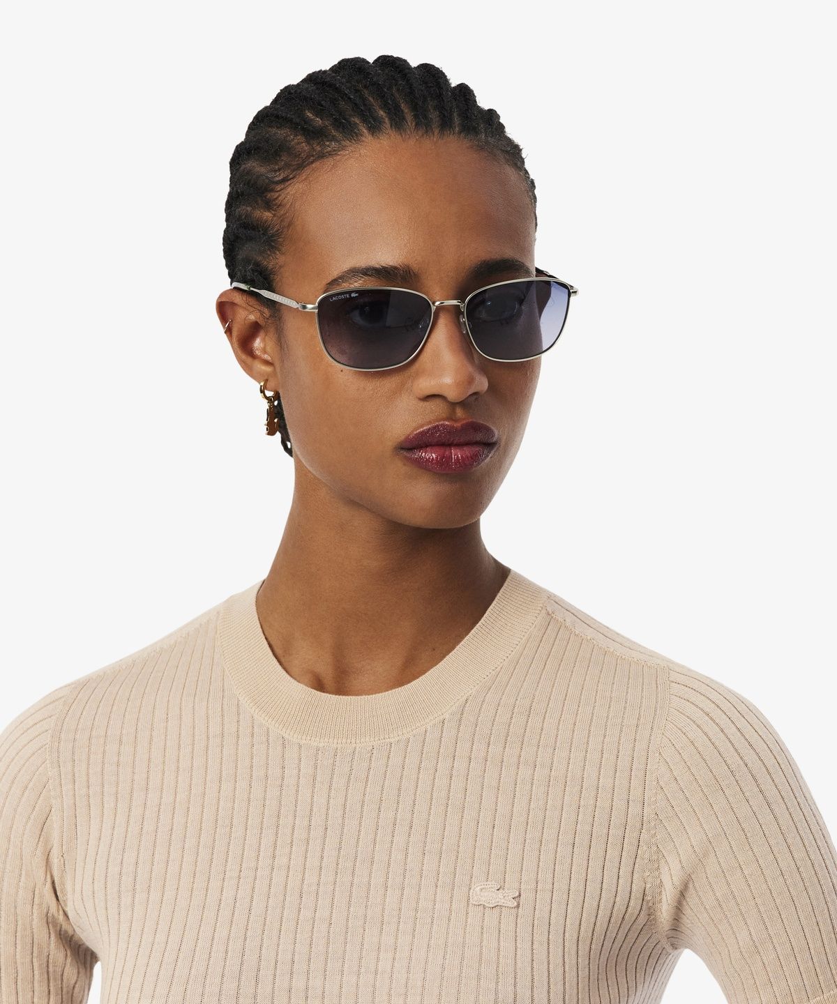 라코스테(LACOSTE) 여성 파인 메리노울 립조직 반팔 스웨터 AF4146-56G X6F
