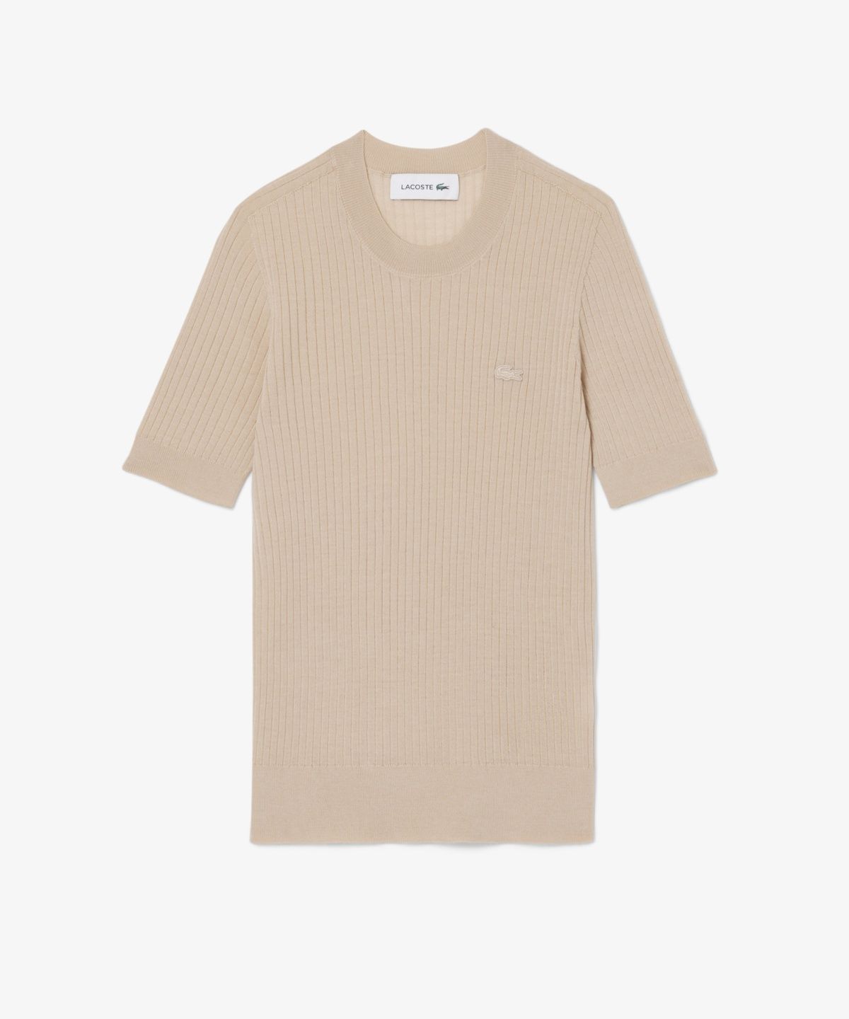 라코스테(LACOSTE) 여성 파인 메리노울 립조직 반팔 스웨터 AF4146-56G X6F
