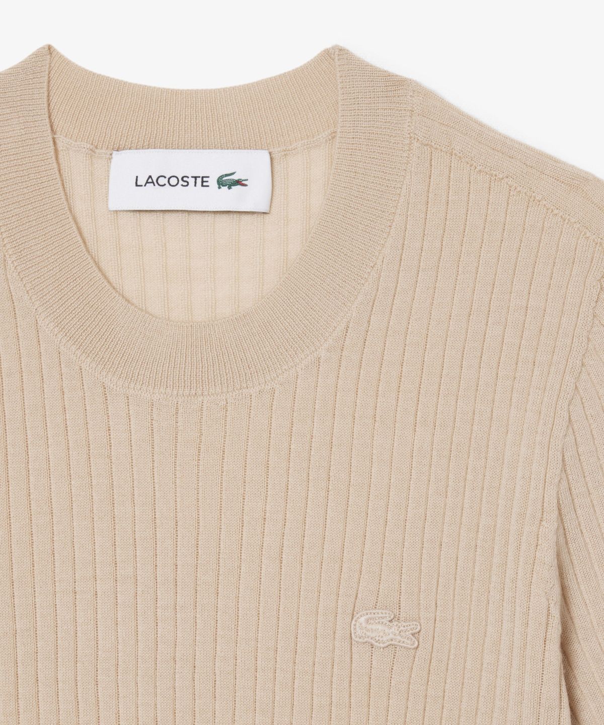 라코스테(LACOSTE) 여성 파인 메리노울 립조직 반팔 스웨터 AF4146-56G X6F