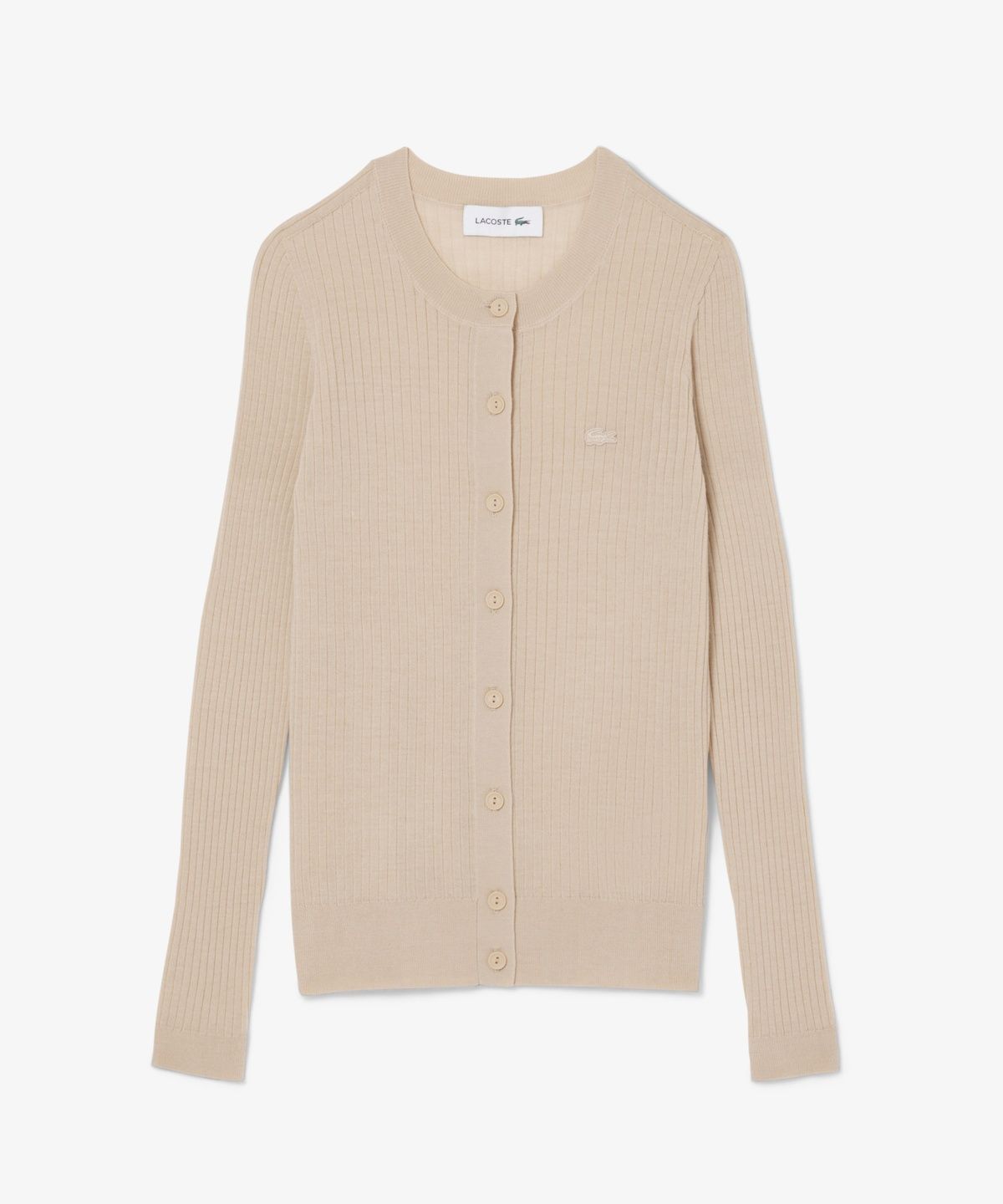 라코스테(LACOSTE) 여성 파인 메리노울 립조직 긴팔 가디건 AF4141-56G X6F