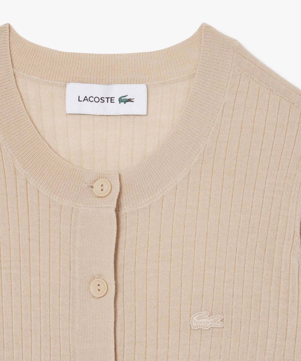 라코스테(LACOSTE) 여성 파인 메리노울 립조직 긴팔 가디건 AF4141-56G X6F