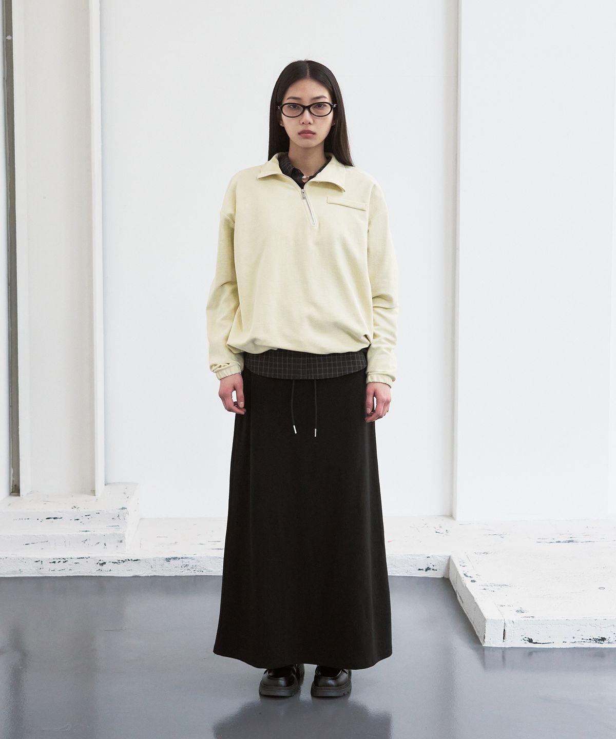 시스에이(SIS A) 폴딩 테리 롱 스커트 [black]