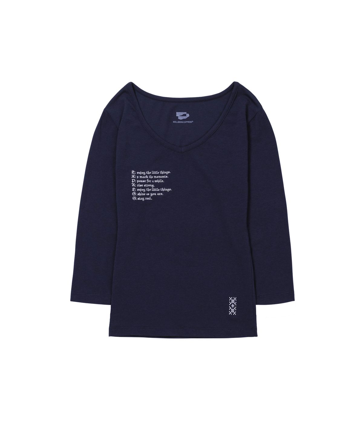 웰빙익스프레스(WELLBEING EXPRESS) V neck 3/4 sleeve Navy
