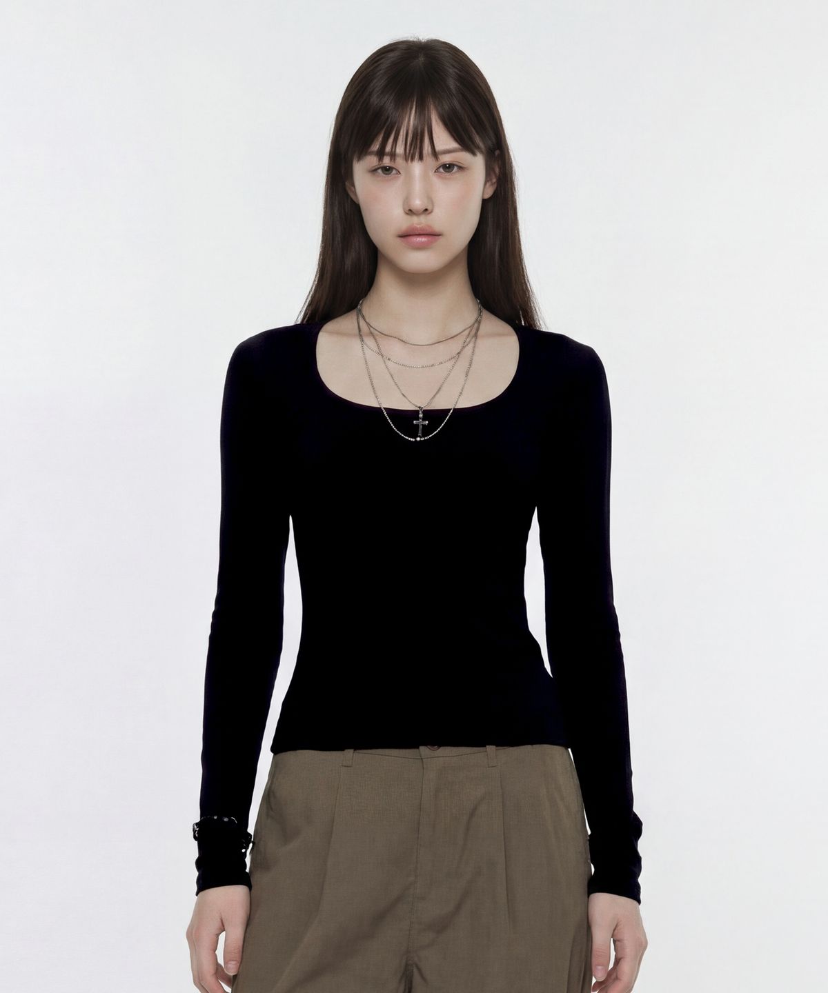 꾸아페(QUAFE) [2PACK] BASIC SQUARE-NECK T-SHIRT_8color