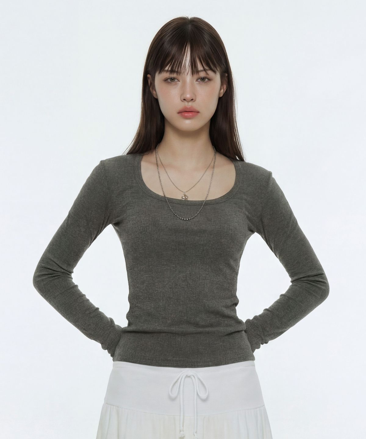 꾸아페(QUAFE) [2PACK] BASIC SQUARE-NECK T-SHIRT_8color