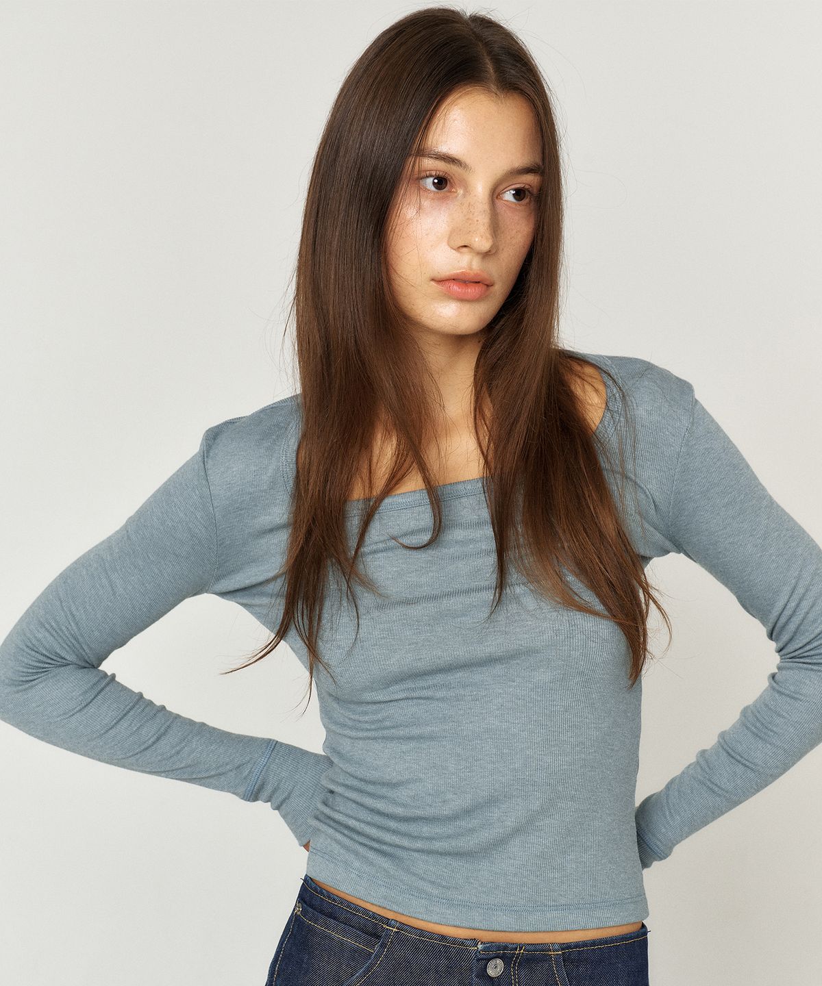 꾸아페(QUAFE) [2PACK] BASIC SQUARE-NECK T-SHIRT_8color