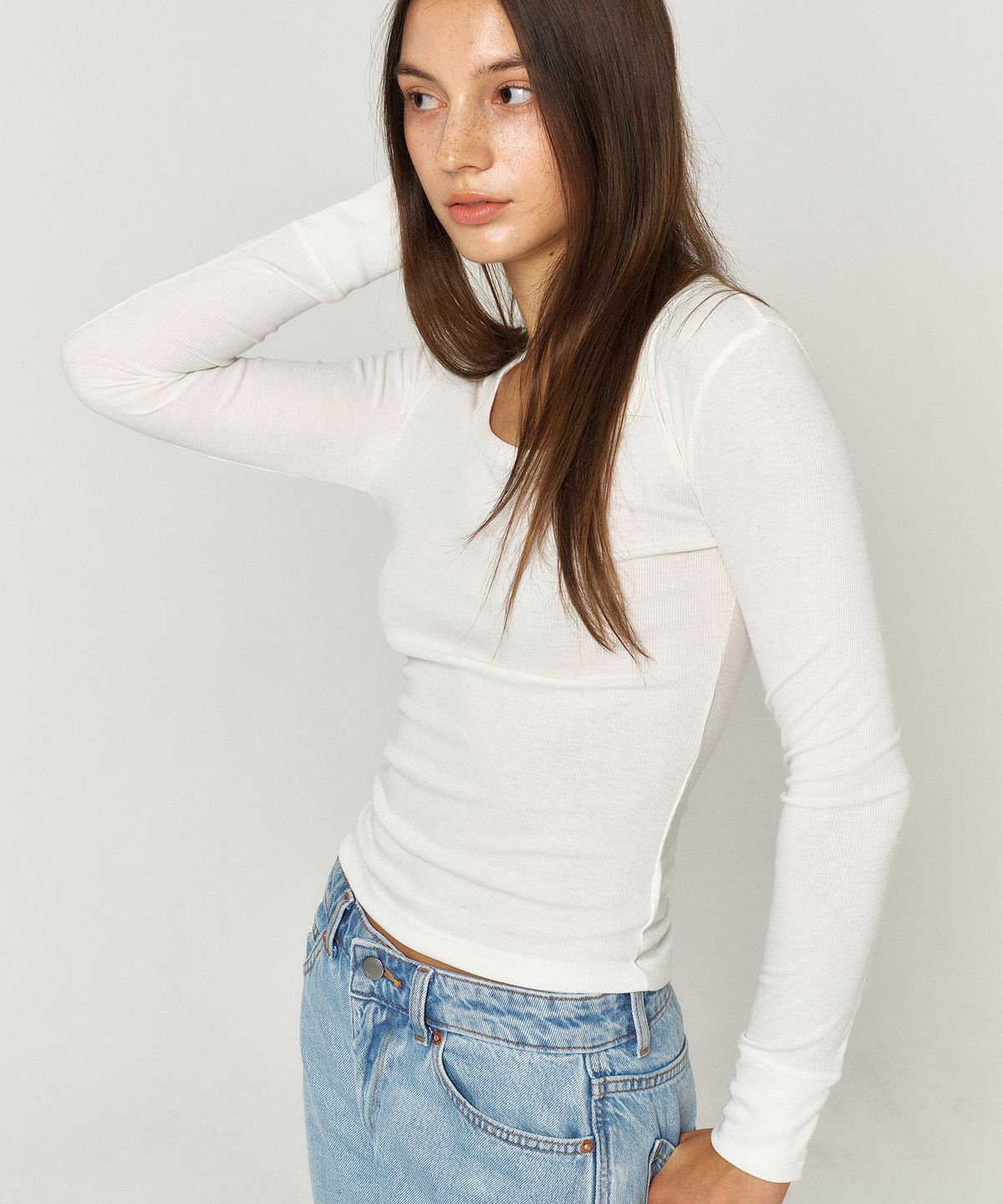 꾸아페(QUAFE) [2PACK] BASIC SQUARE-NECK T-SHIRT_8color