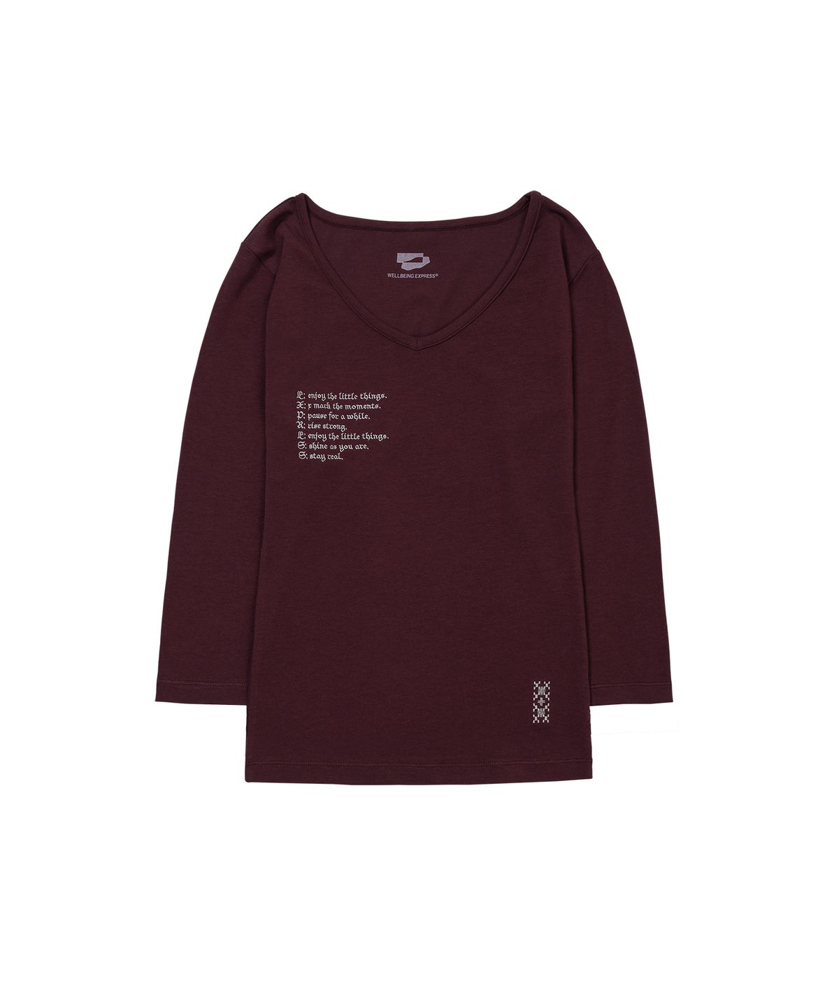 웰빙익스프레스(WELLBEING EXPRESS) V neck 3/4 sleeve Burgundy