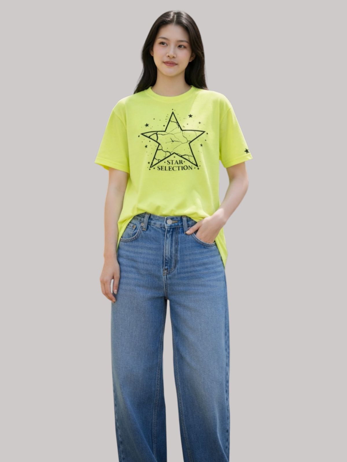 지블랙(ZBLACK) 스타셀렉션 빅로고  위드스타 NEON YELLOW