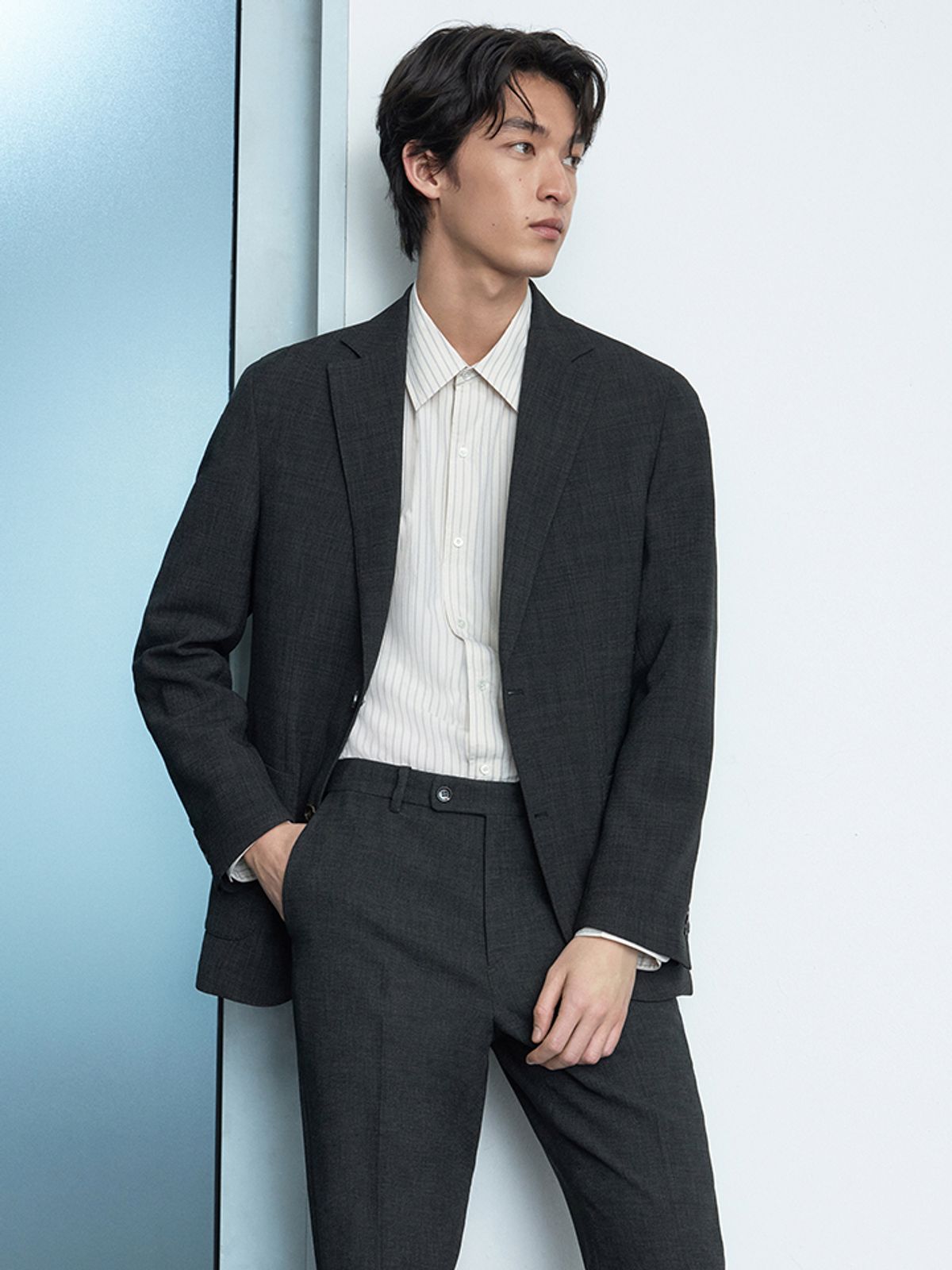앤드지(AND Z) 남성 조직 테이퍼드핏 셋업 슬랙스_BZG2PP1103