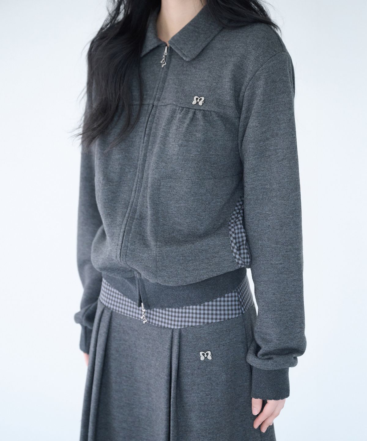 미레코(MIRECO) MINI CHECK SWEAT JK CHARCOAL