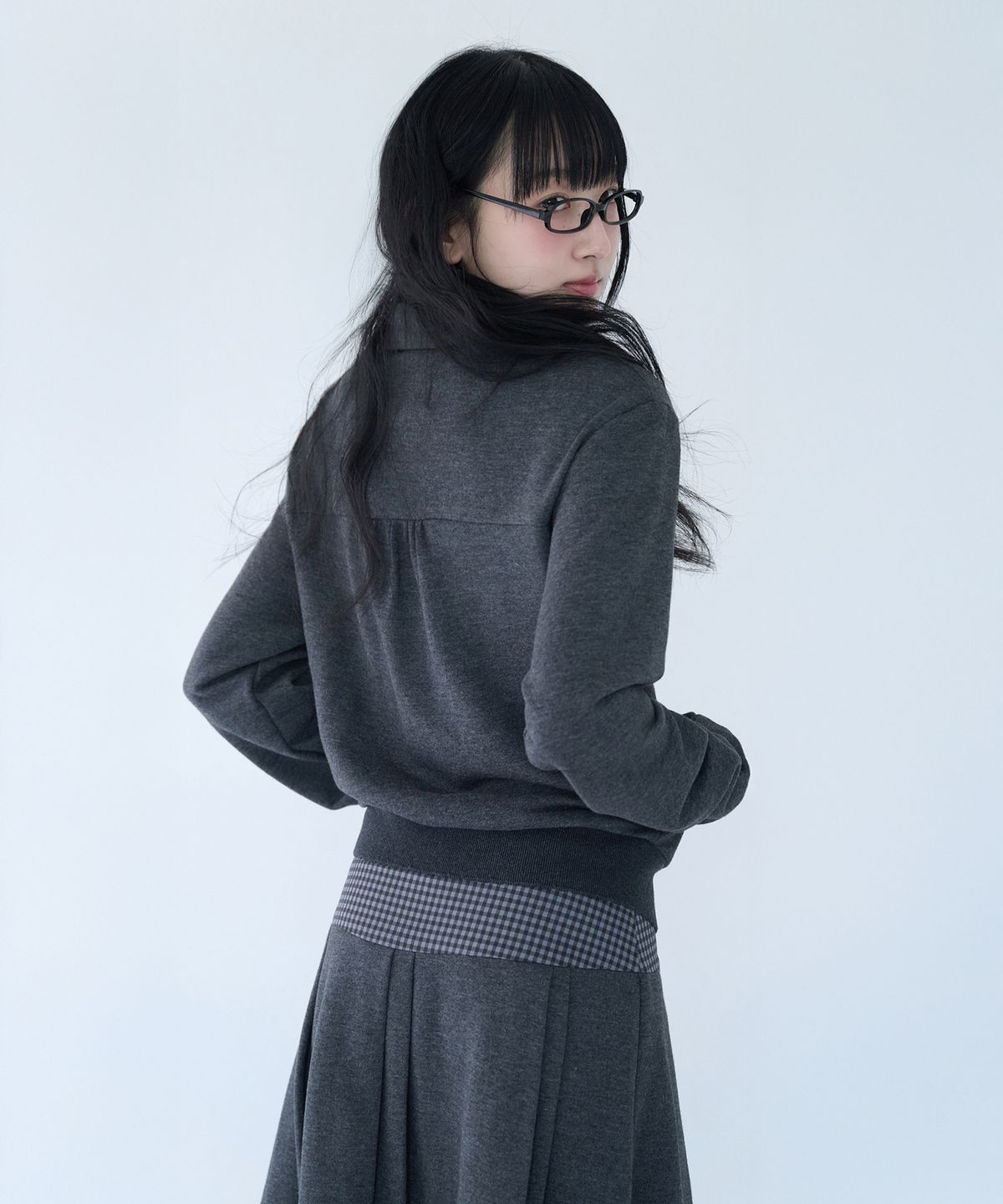 미레코(MIRECO) MINI CHECK SWEAT JK CHARCOAL