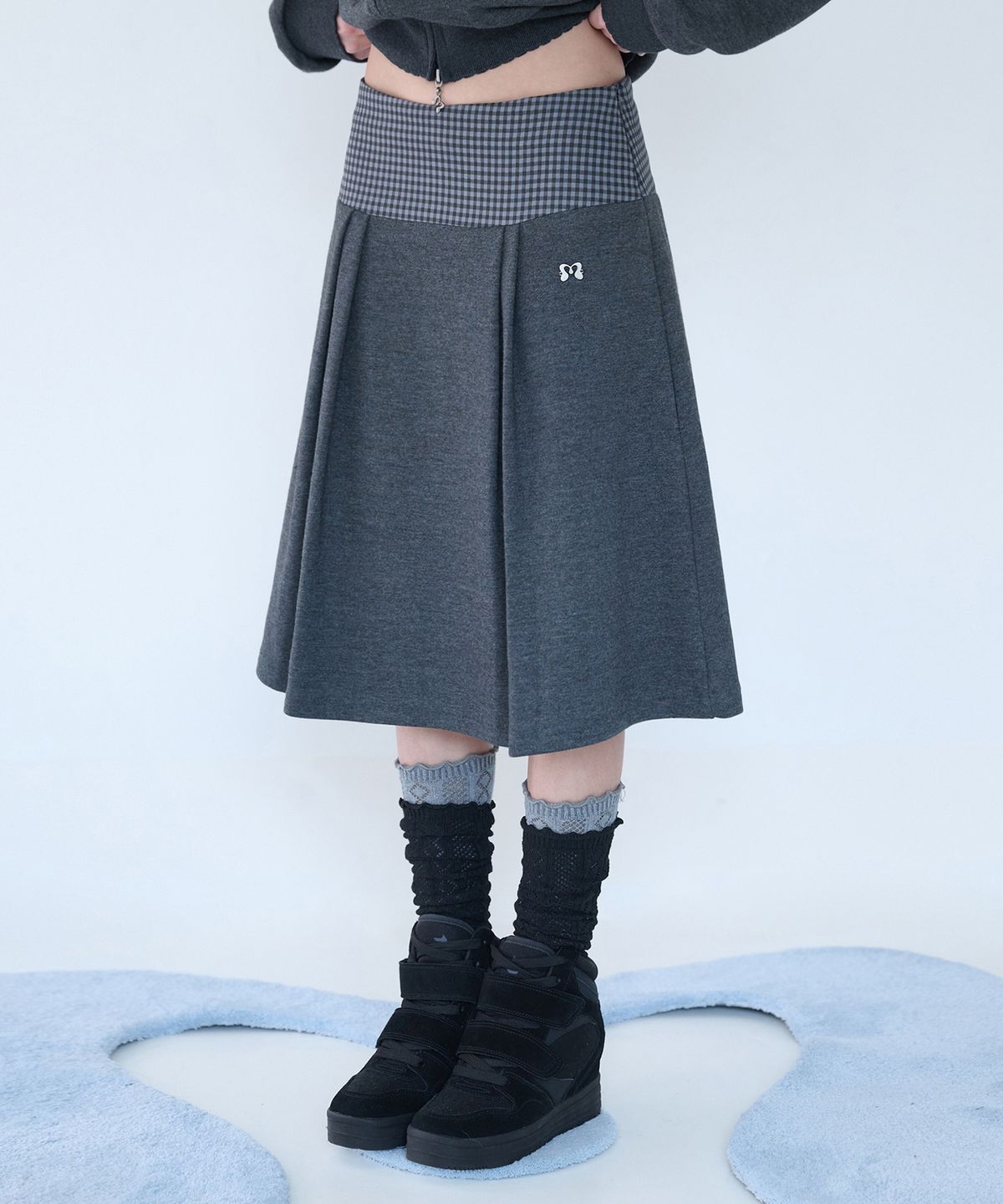 미레코(MIRECO) MINI CHECK SWEAT SK CHARCOAL