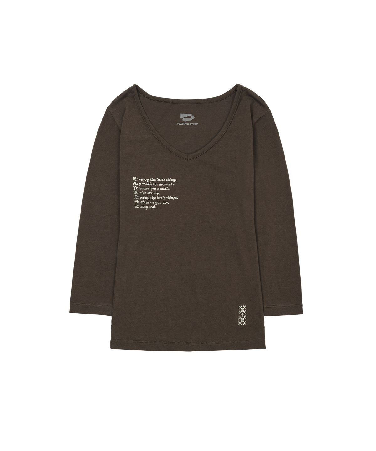 웰빙익스프레스(WELLBEING EXPRESS) V neck 3/4 sleeve Brown