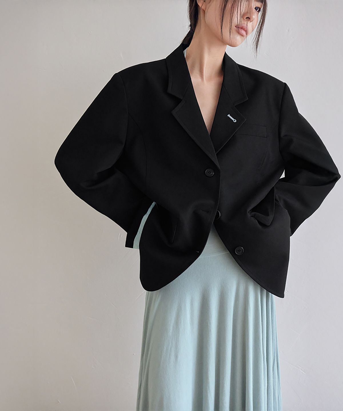 런던다다(LONDONDADA) Buttonhole Tailored Jacket, BLACK