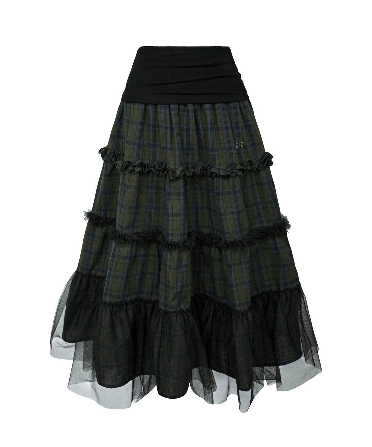 미레코(MIRECO) FOLDED CHECK FRILL MESH SK KHAKI