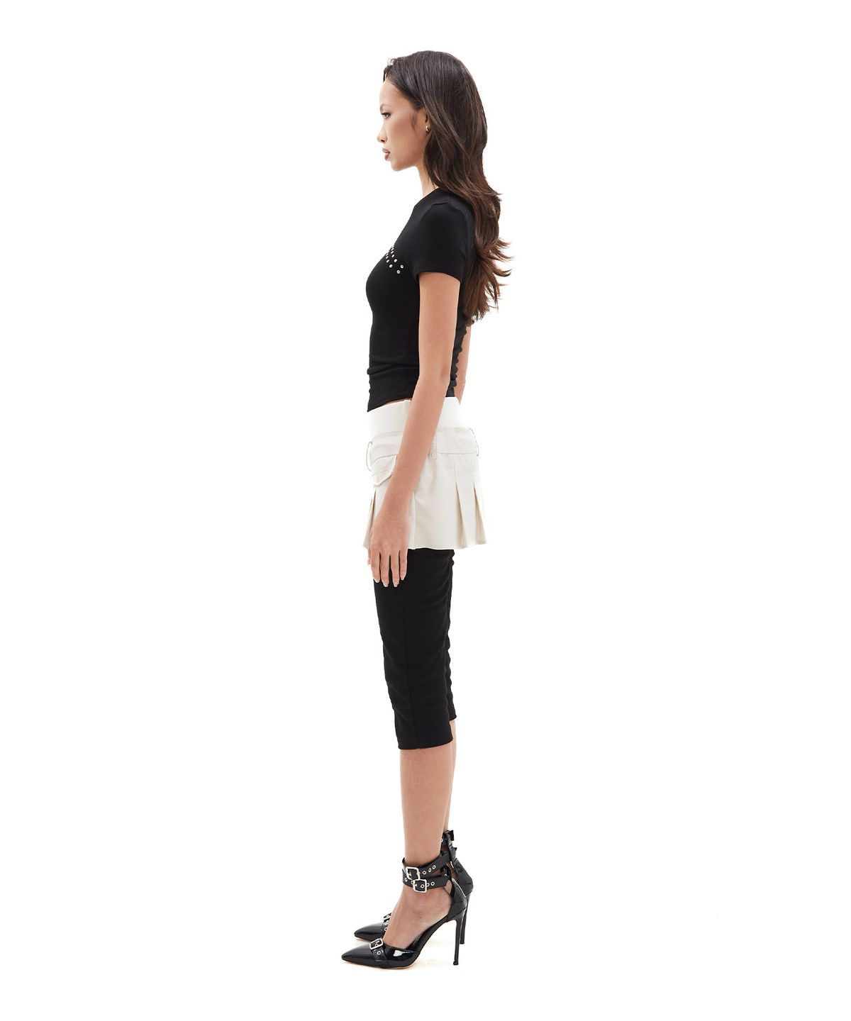 힐다(HILLDA) Echo Waist Pleated Mini Skirt [Ivory]