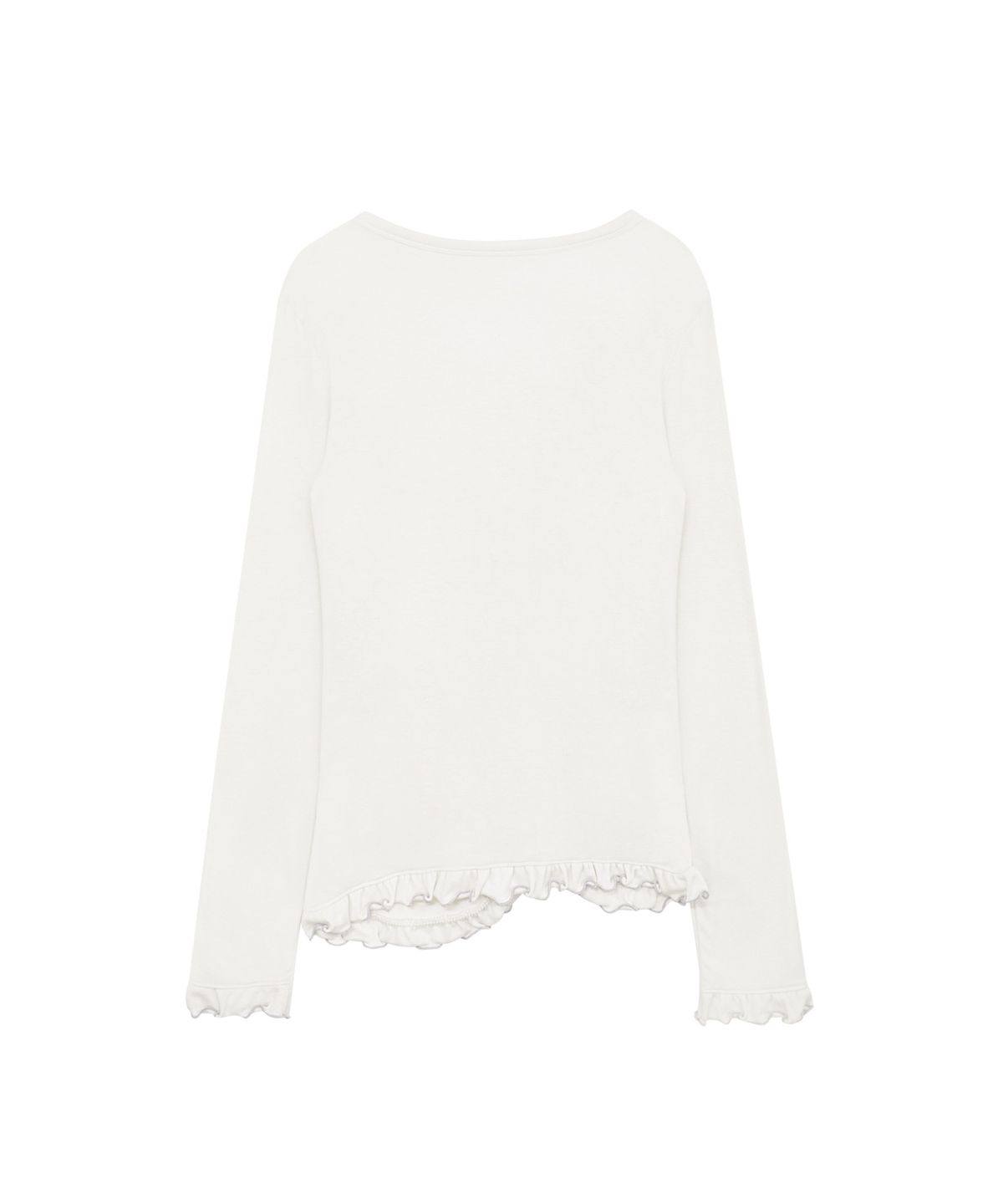 미레코(MIRECO) ASYMMETRIC SHIRRING LACE CARDIGAN DUSTY WHITE