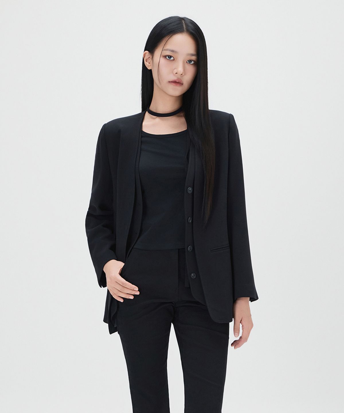 미쏘(MIXXO) V넥 변형 자켓_MIWJKG90QC