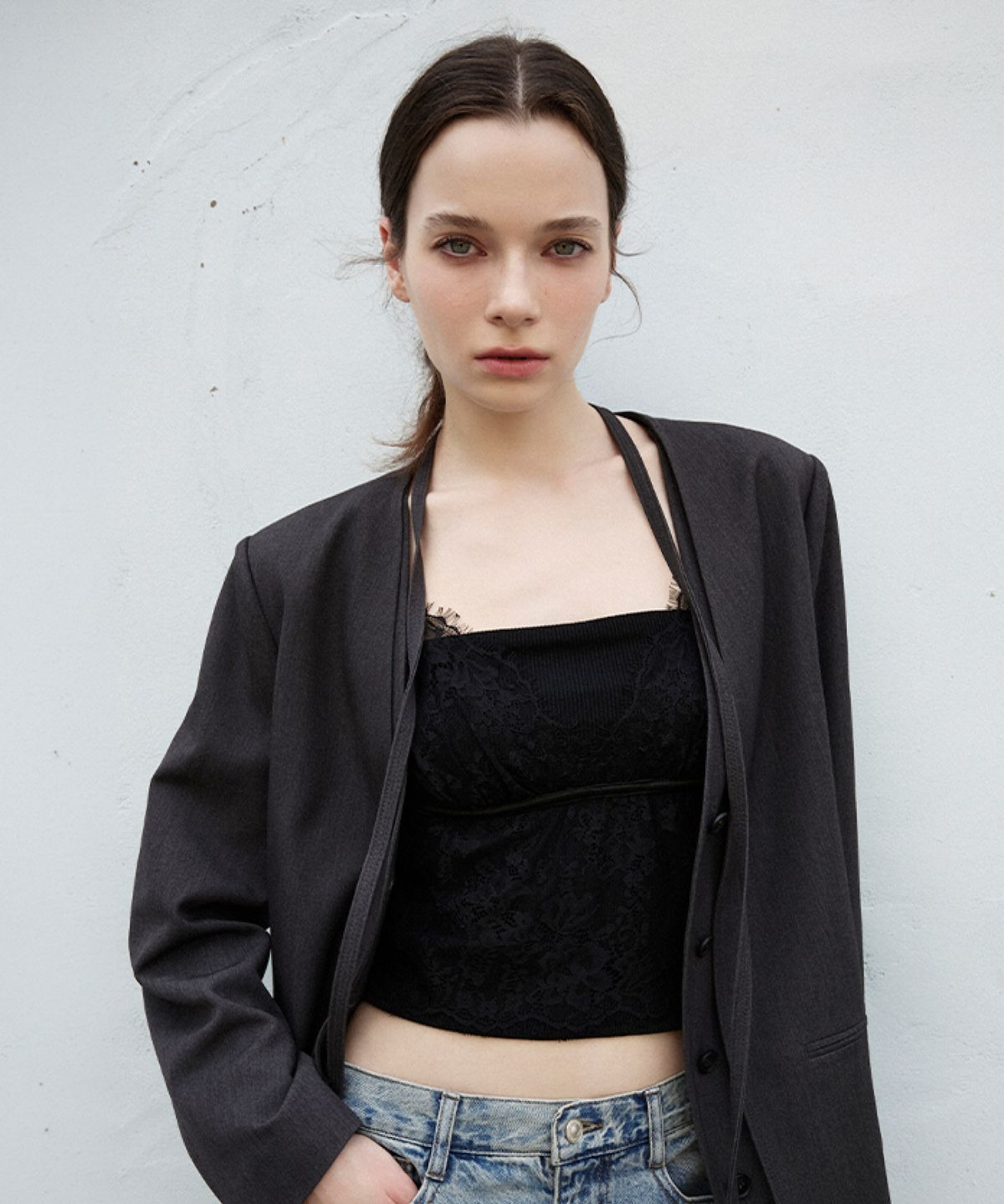 미쏘(MIXXO) V넥 변형 자켓_MIWJKG90QC
