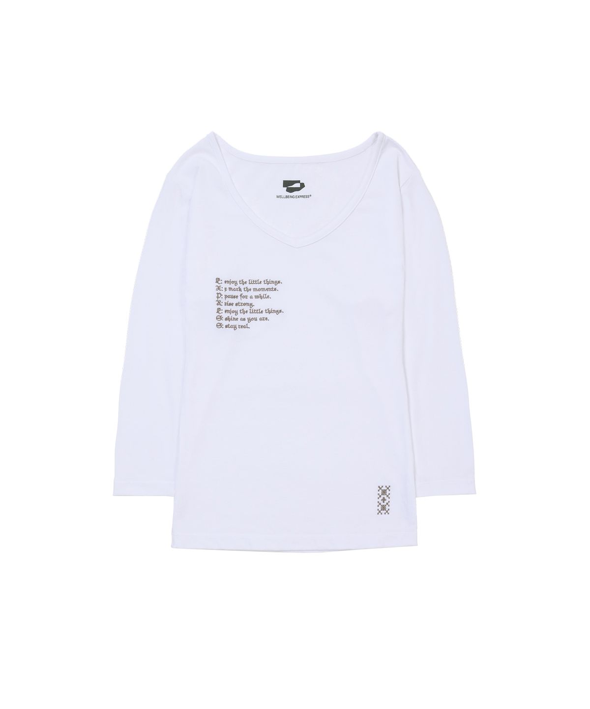 웰빙익스프레스(WELLBEING EXPRESS) V neck 3/4 sleeve White