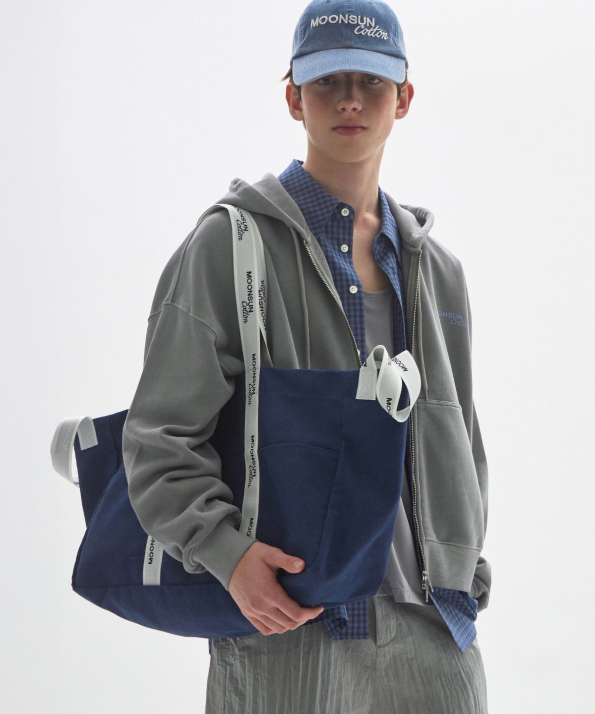 문선 아카이브(MOONSUN ARCHIVE) M.C Logo Webbing 2-Way Shopper Bag / NAVY