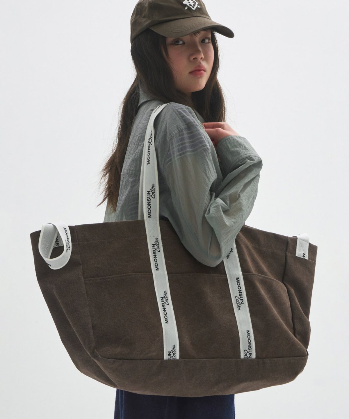 문선 아카이브(MOONSUN ARCHIVE) M.C Logo Webbing 2-Way Shopper Bag / BROWN