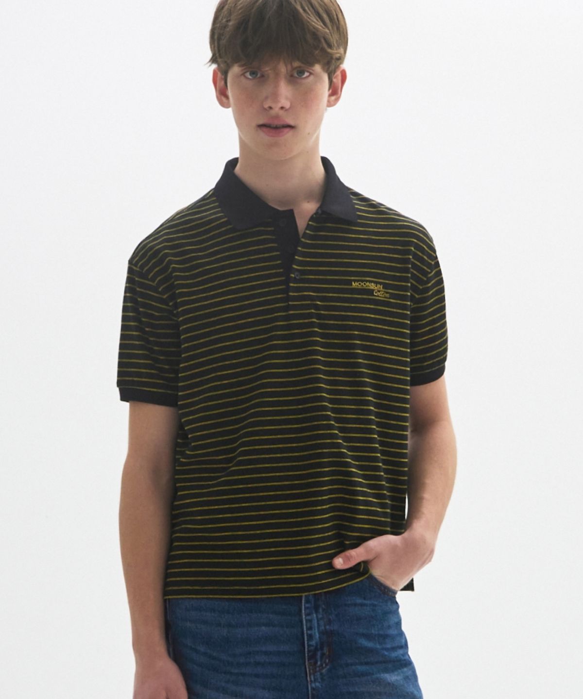 문선 아카이브(MOONSUN ARCHIVE) M.C UNISEX, Classic Stripe PK Tee / BLACK