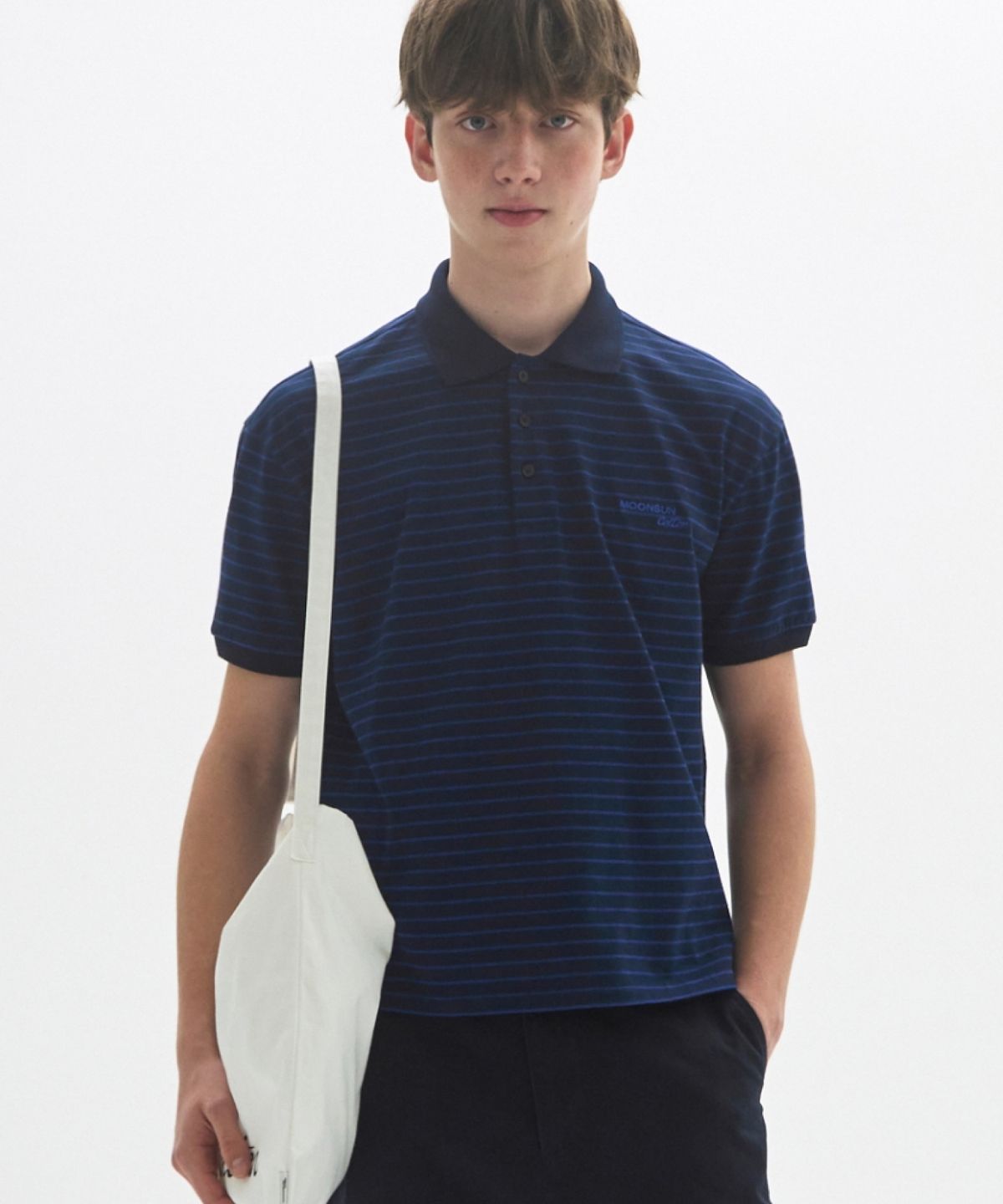 문선 아카이브(MOONSUN ARCHIVE) M.C UNISEX, Classic Stripe PK Tee / NAVY
