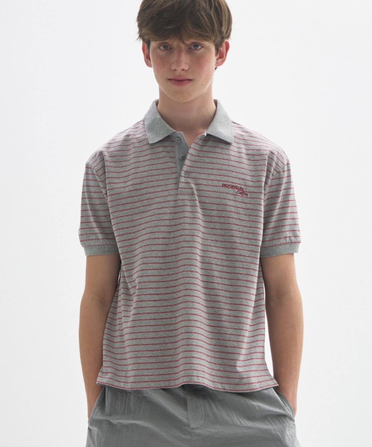 문선 아카이브(MOONSUN ARCHIVE) M.C UNISEX, Classic Stripe PK Tee / GRAY
