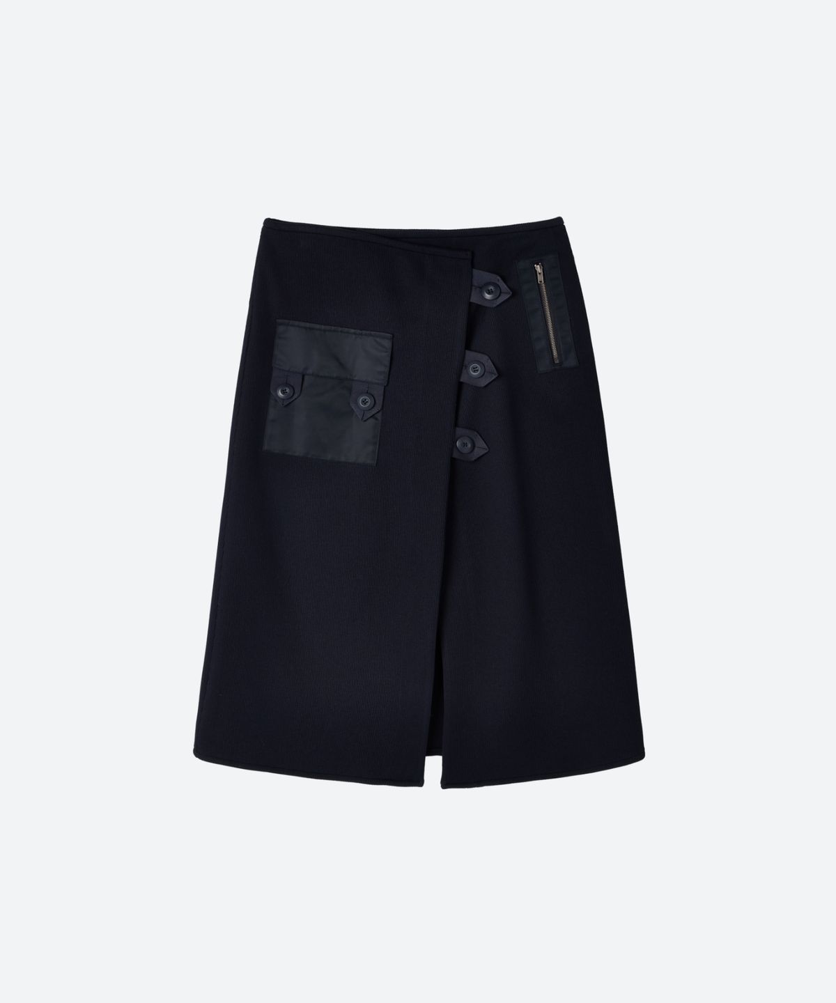 문선 아카이브(MOONSUN ARCHIVE) Swedish Motorcycle Wrap Skirt / NAVY
