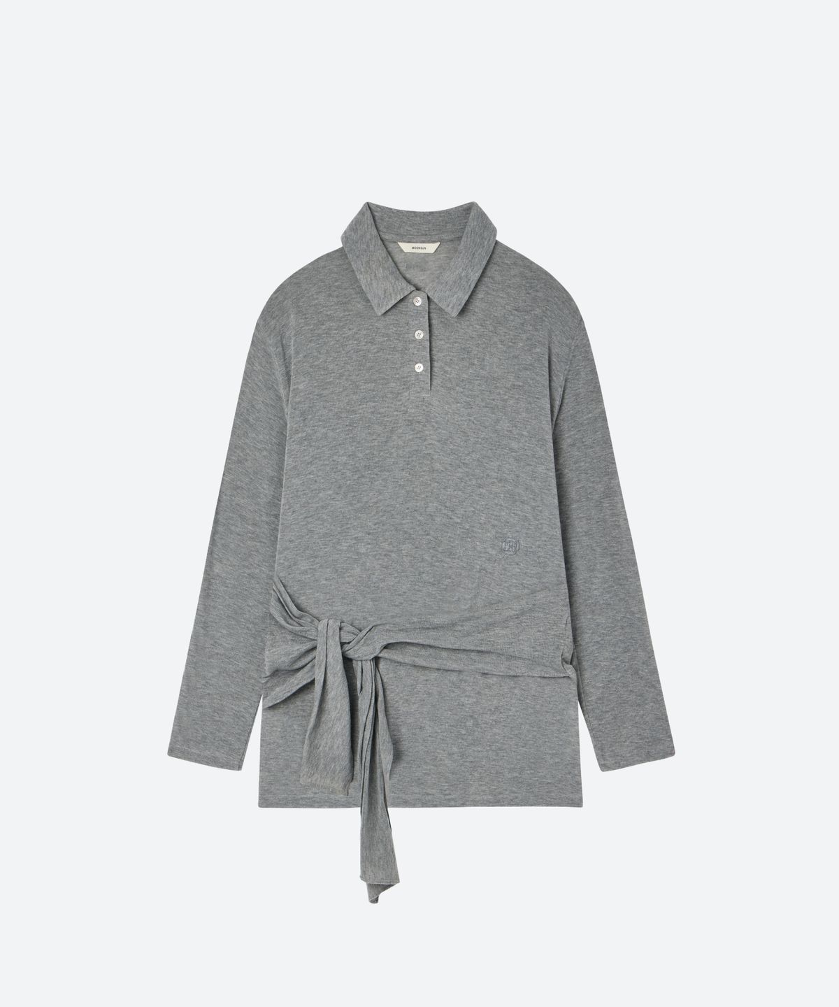 문선 아카이브(MOONSUN ARCHIVE) Tie-Up Jersey Polo Shirt / MELANGE GRAY
