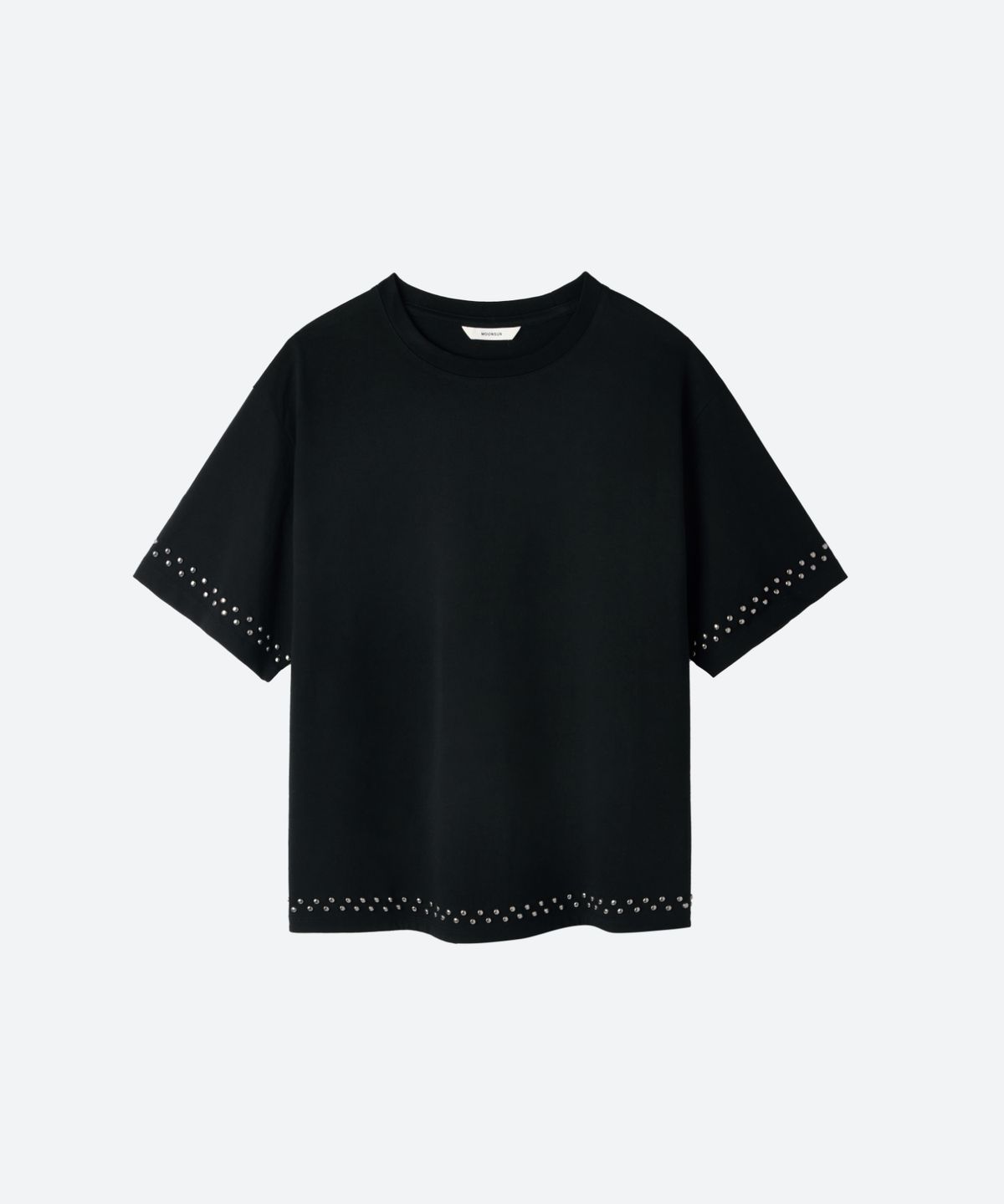 문선 아카이브(MOONSUN ARCHIVE) UNISEX, Stud Line Half T-Shirt / BLACK