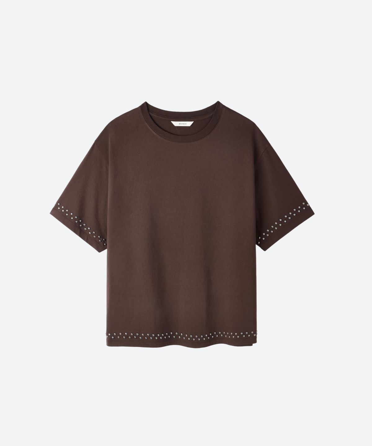 문선 아카이브(MOONSUN ARCHIVE) UNISEX, Stud Line Half T-Shirt / BROWN